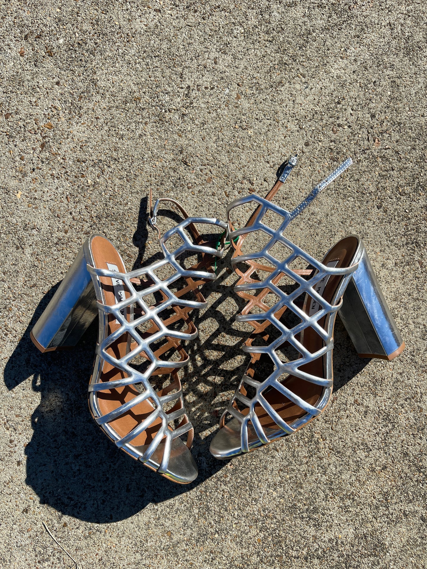 Steve Madden Silver Heels Women sz 8