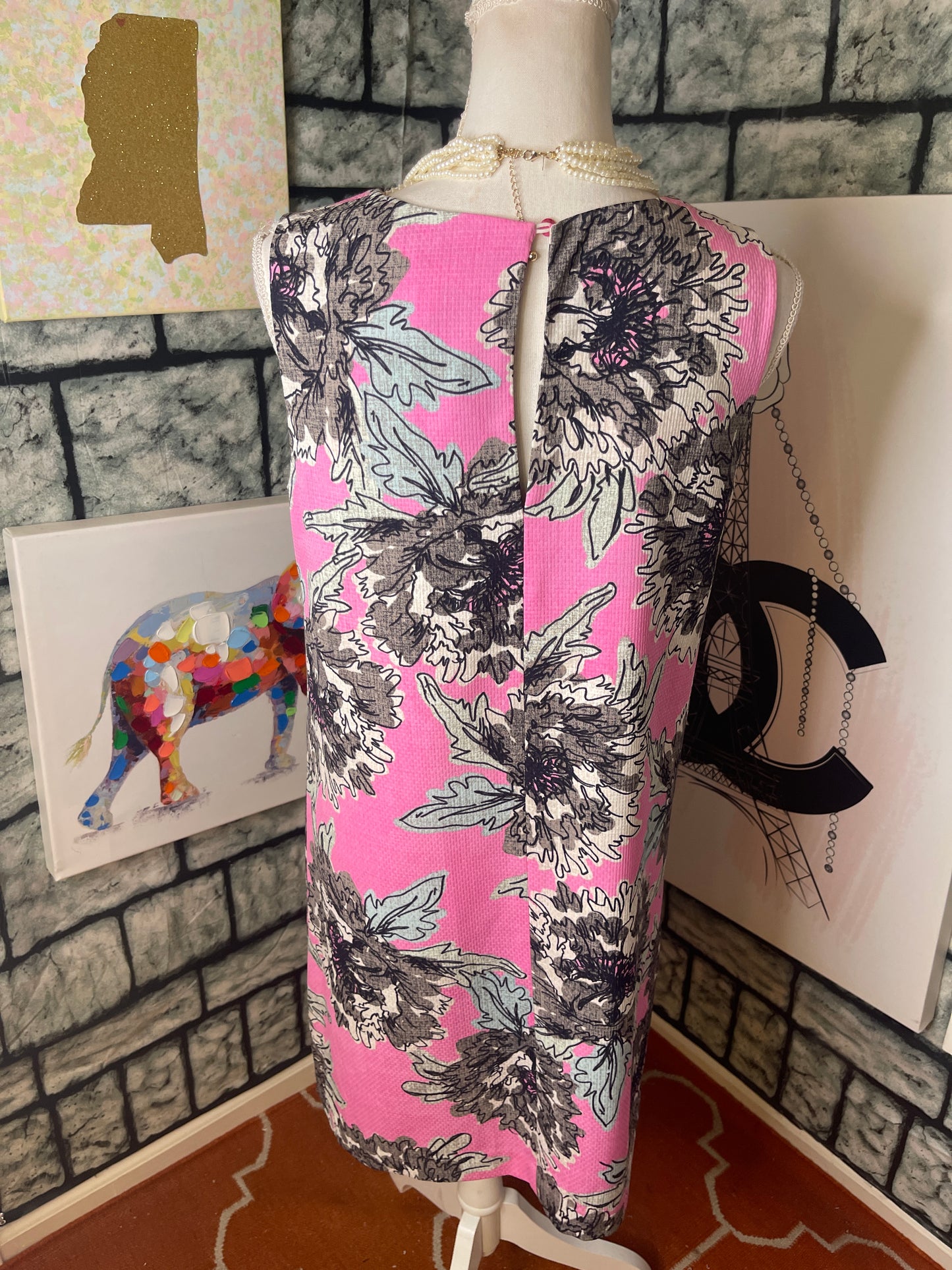 Nic + Zoe Pink Black and Gray Dress Women Sz Medium