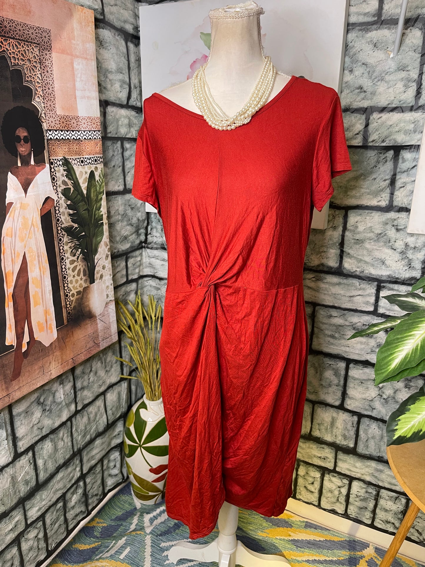 24/7 Burgundy Dress Women sz XL