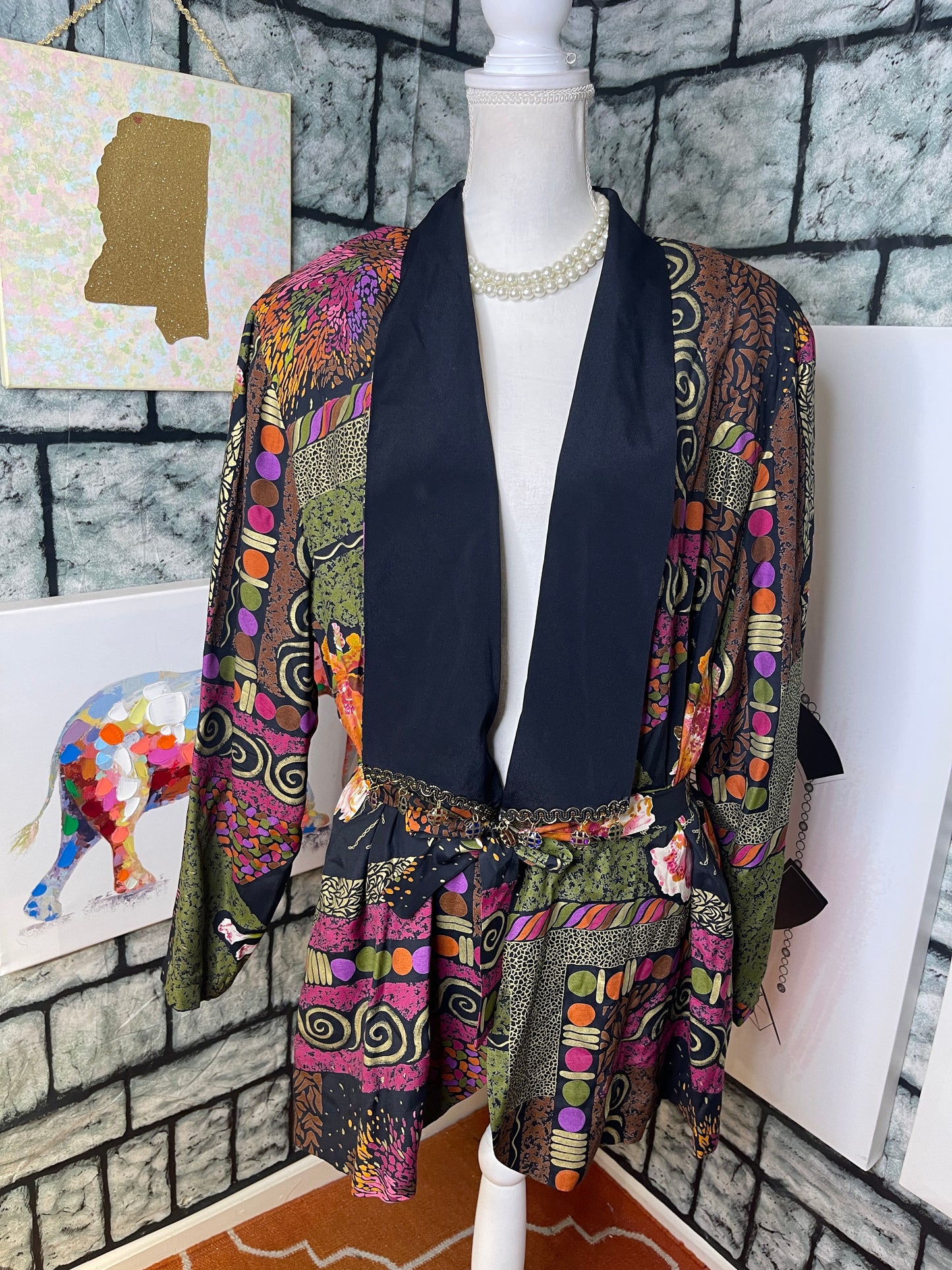 Laura Kieffer Dark Colorful Blazer Cover Women sz 20