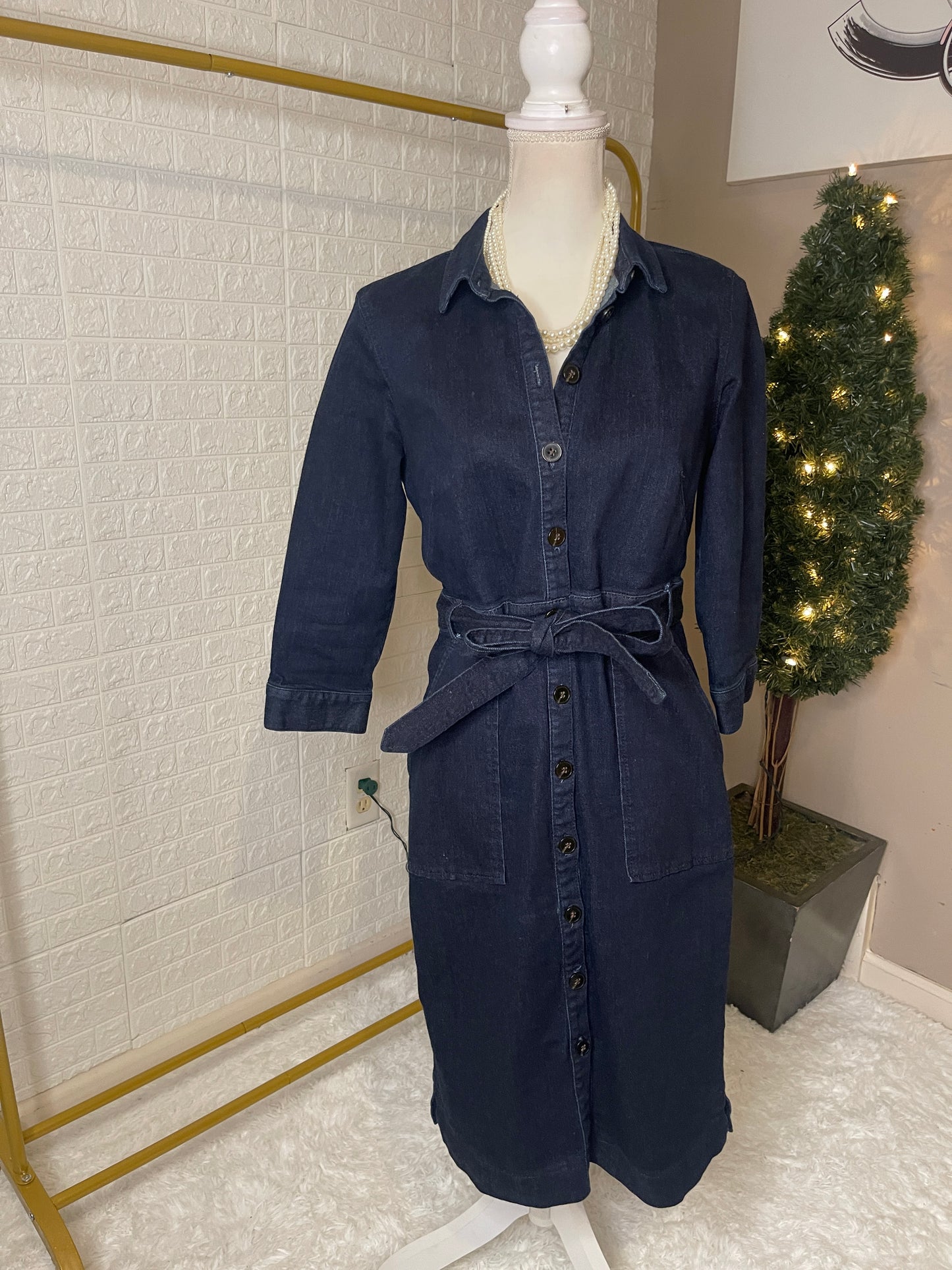 Ann Taylor Blue Denim Dress Women sz 10
