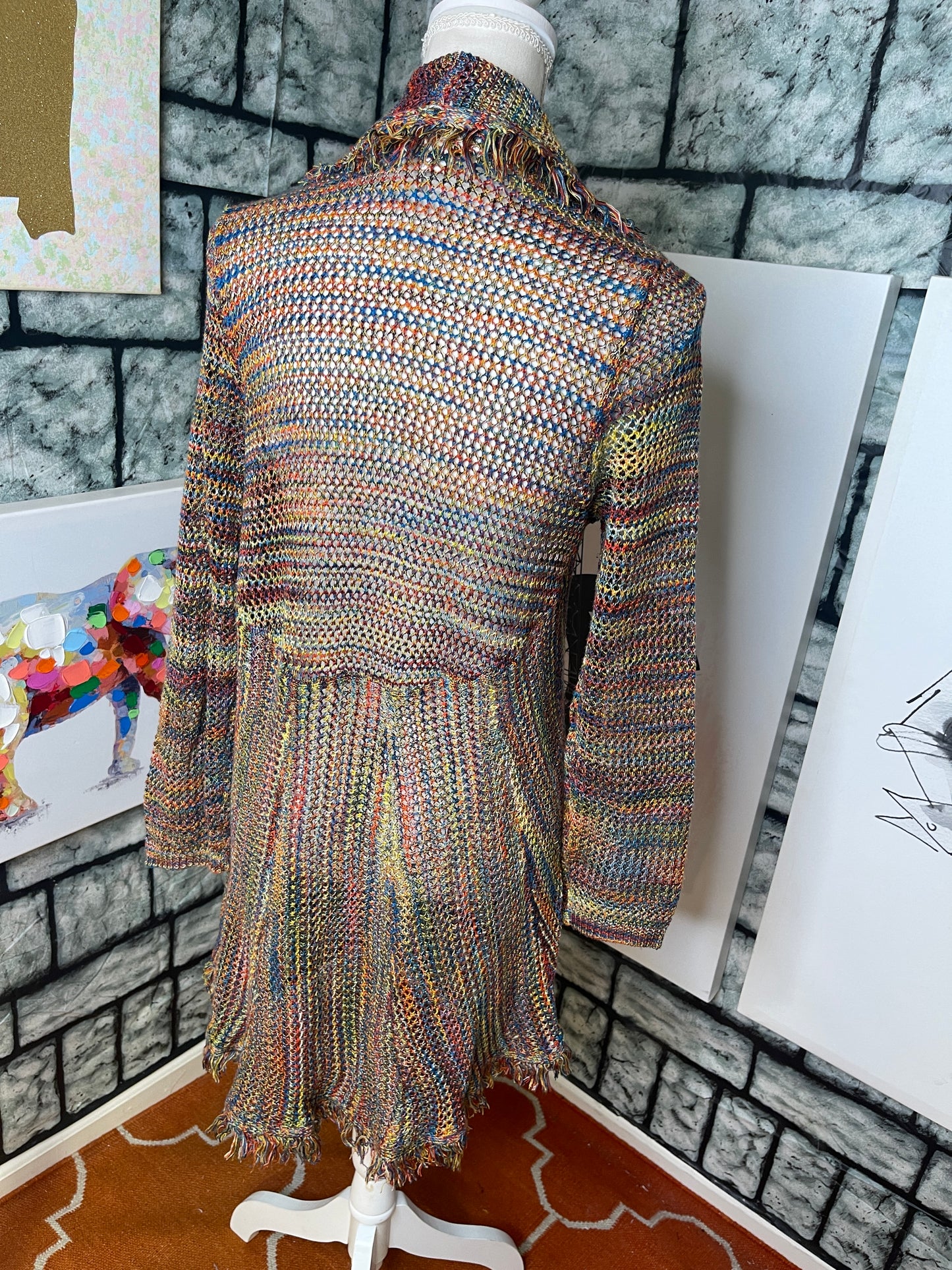 Studio Colorful Sweater Cardigan Women sz XL