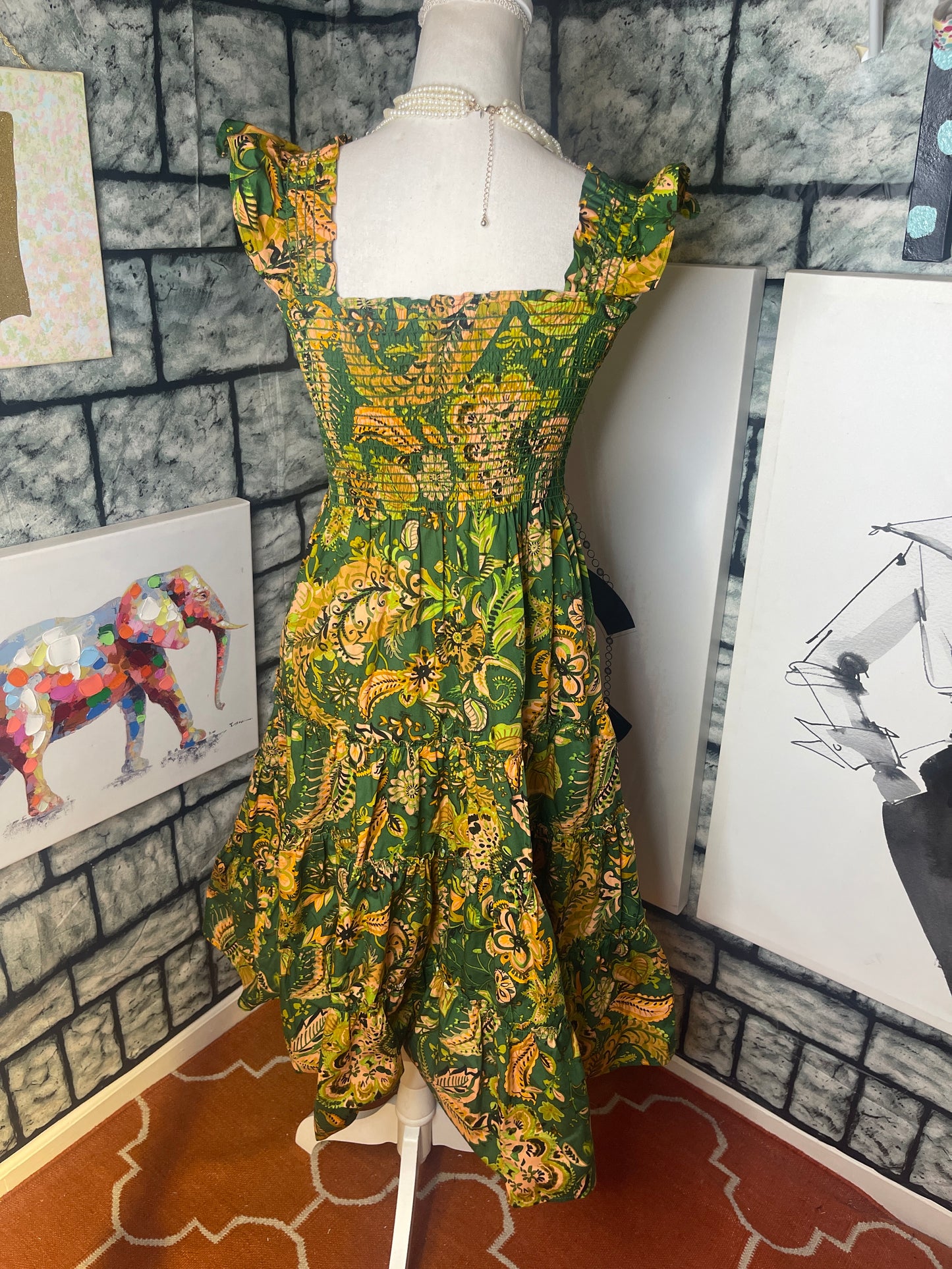 Kourt Green Pink Dress Women sz XS