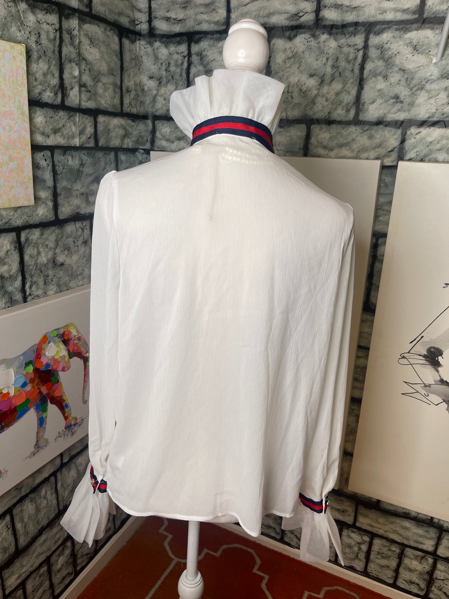 36 Point 5 White Button Blouse Women sz Large