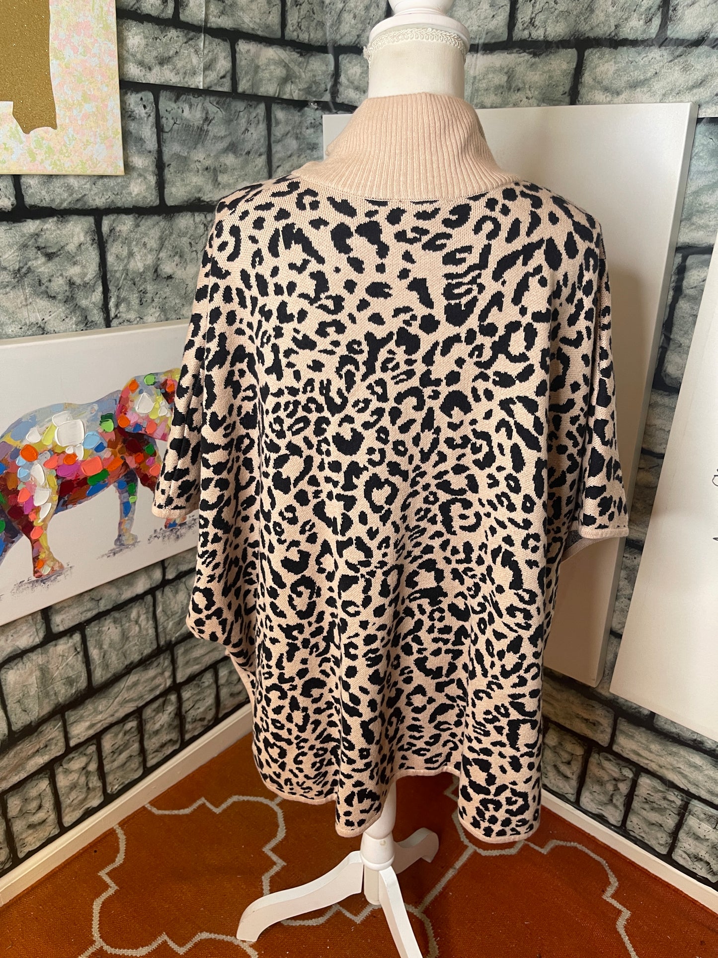 Jones New York Tan Black Cover Blouse Women sz Large / XL