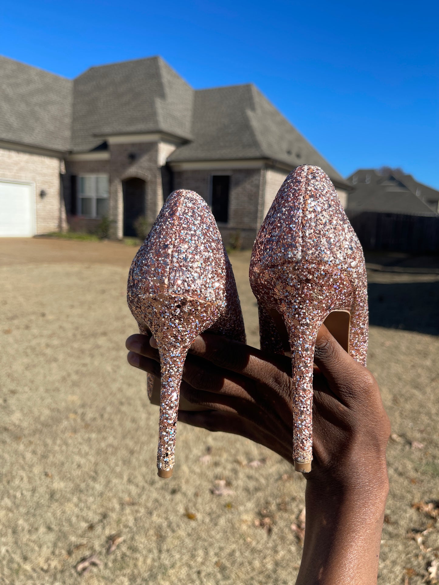 Charlotte Russe Rose Gold Pink Heels Women sz 7