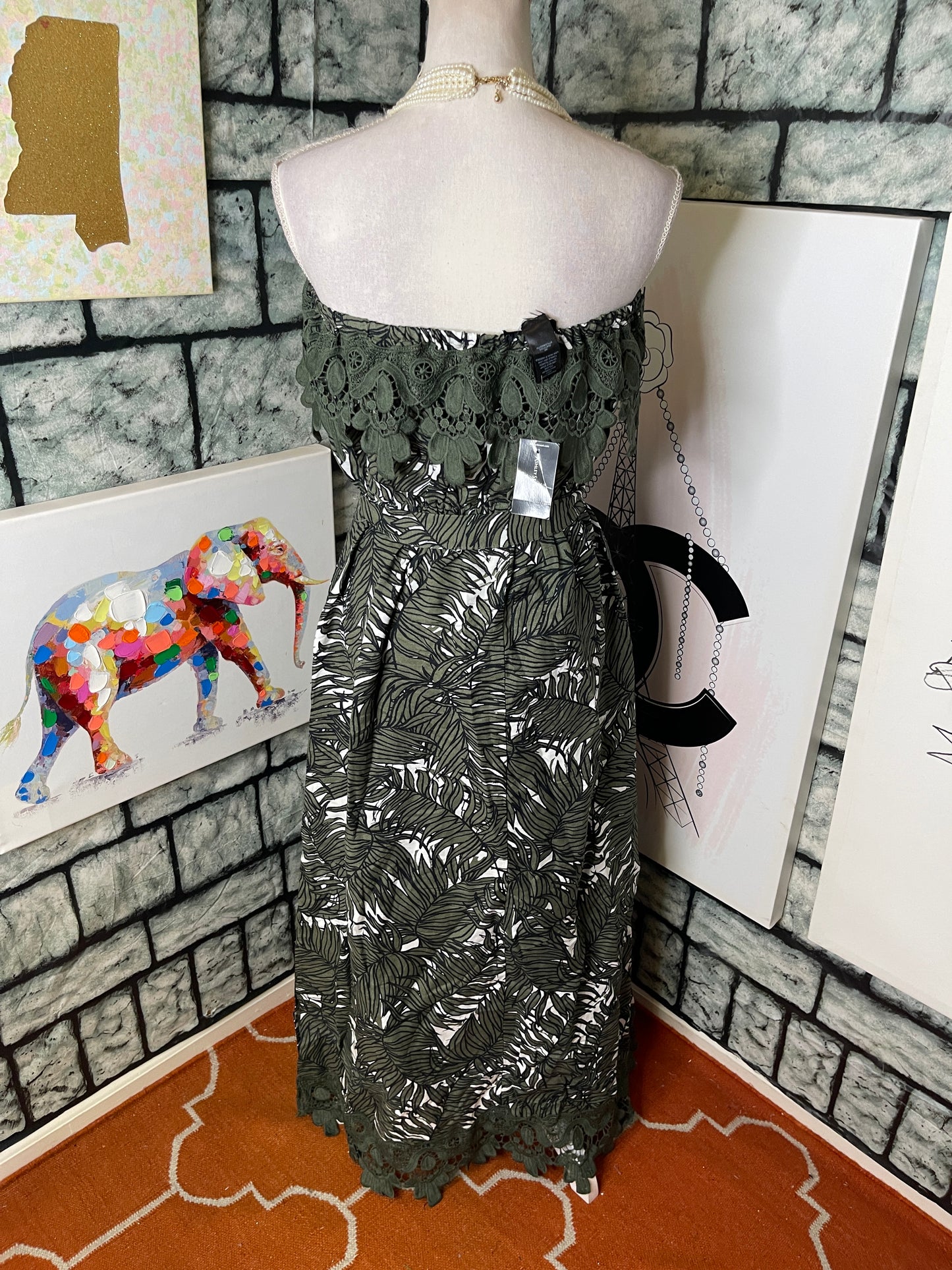 NEW Ashley Stewart Green Floral Dress Women sz 12