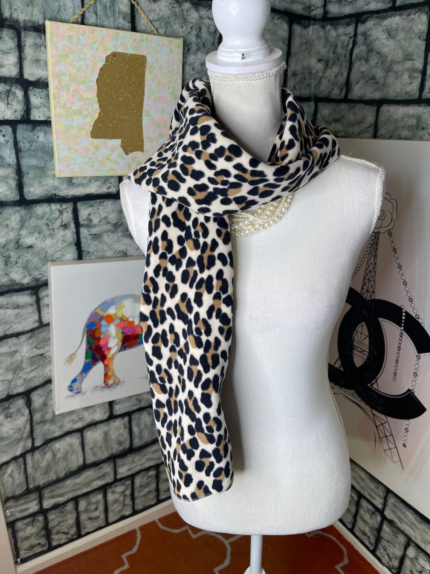 Brown animal print scarf