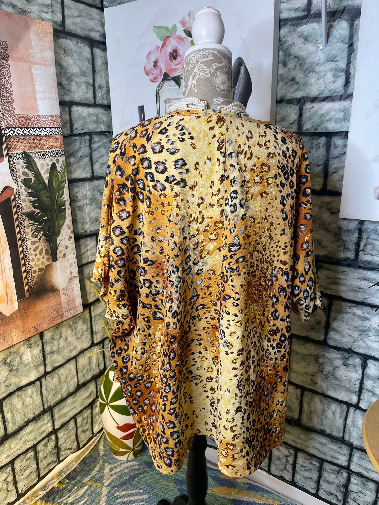 Jodifl Orange Print Blouse Women sz Large