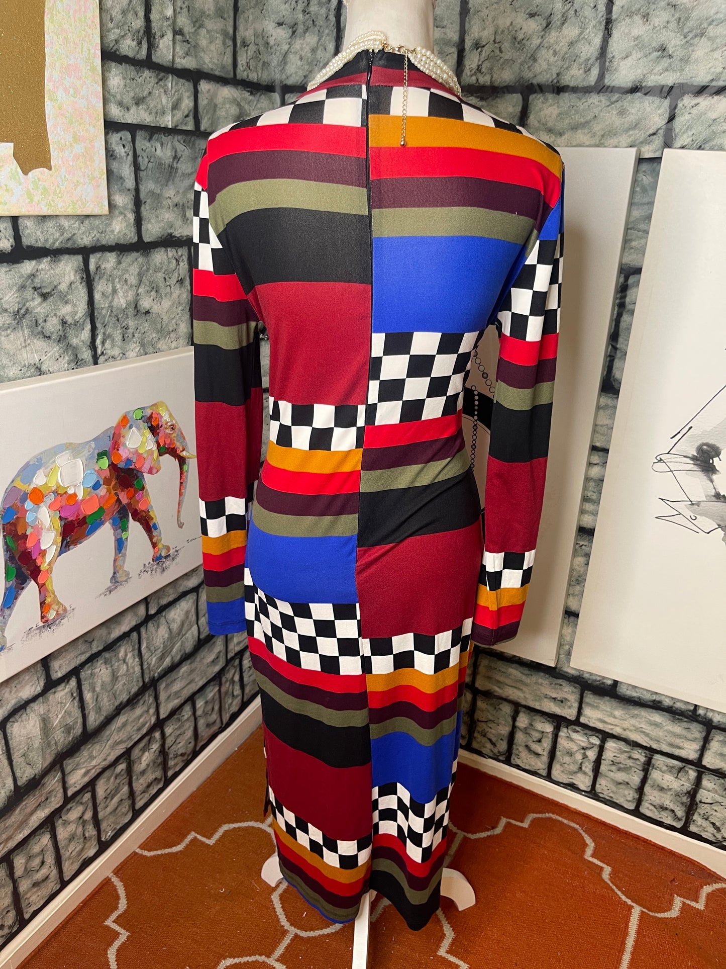 Dark Colorful Dress Women sz Large