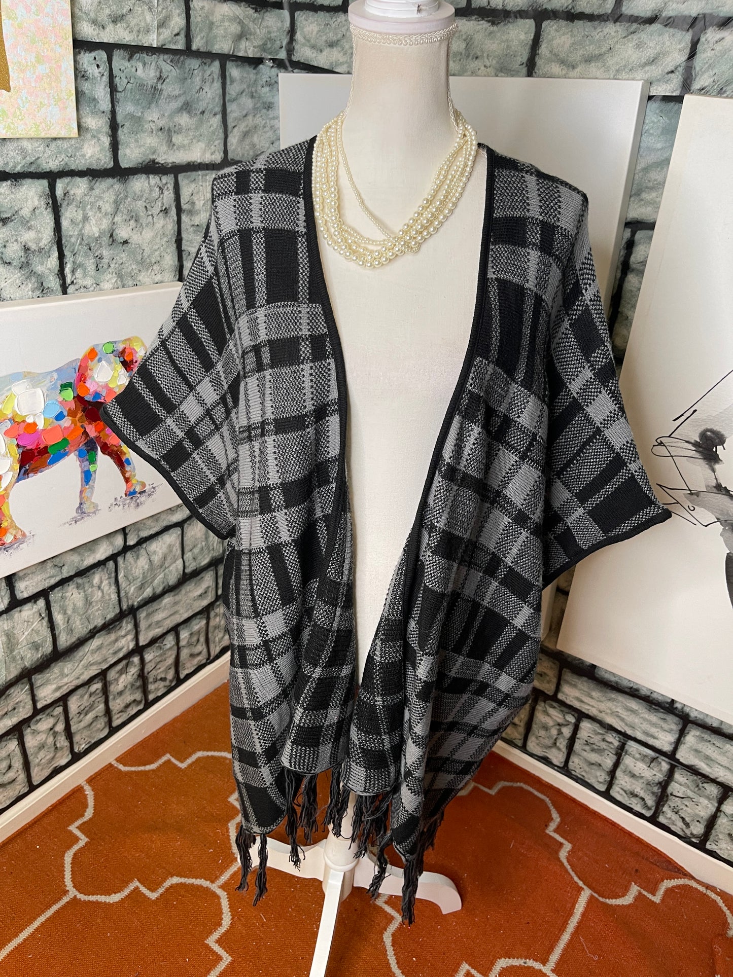 Gray and Black Coverup Sweater Women Sz large / XL
