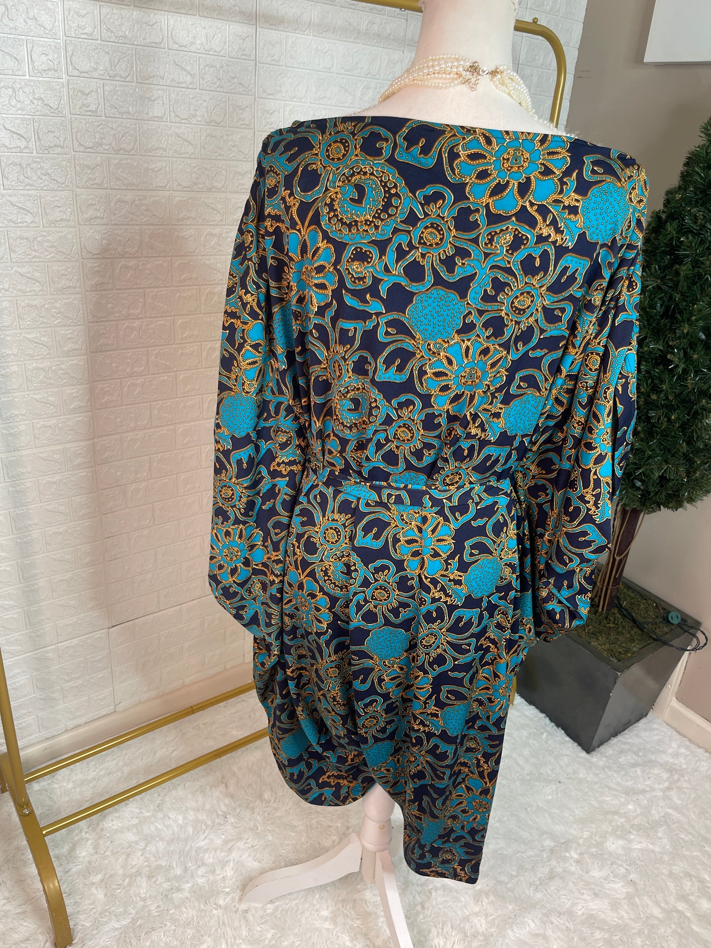 Marcelle Margaux Blue Tan Dress Women sz 2XL