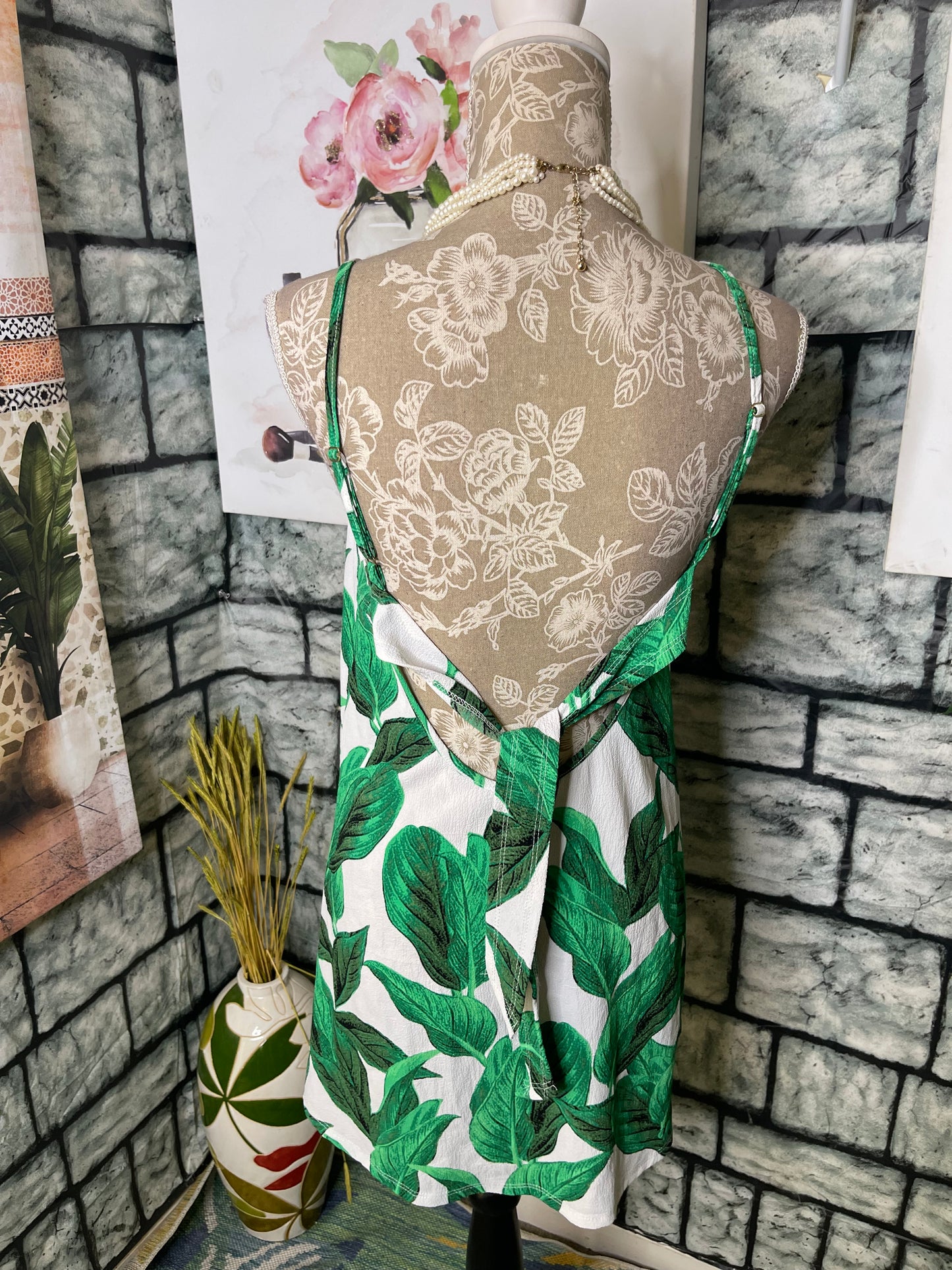 Mumu Green Floral Dress Women sz Small