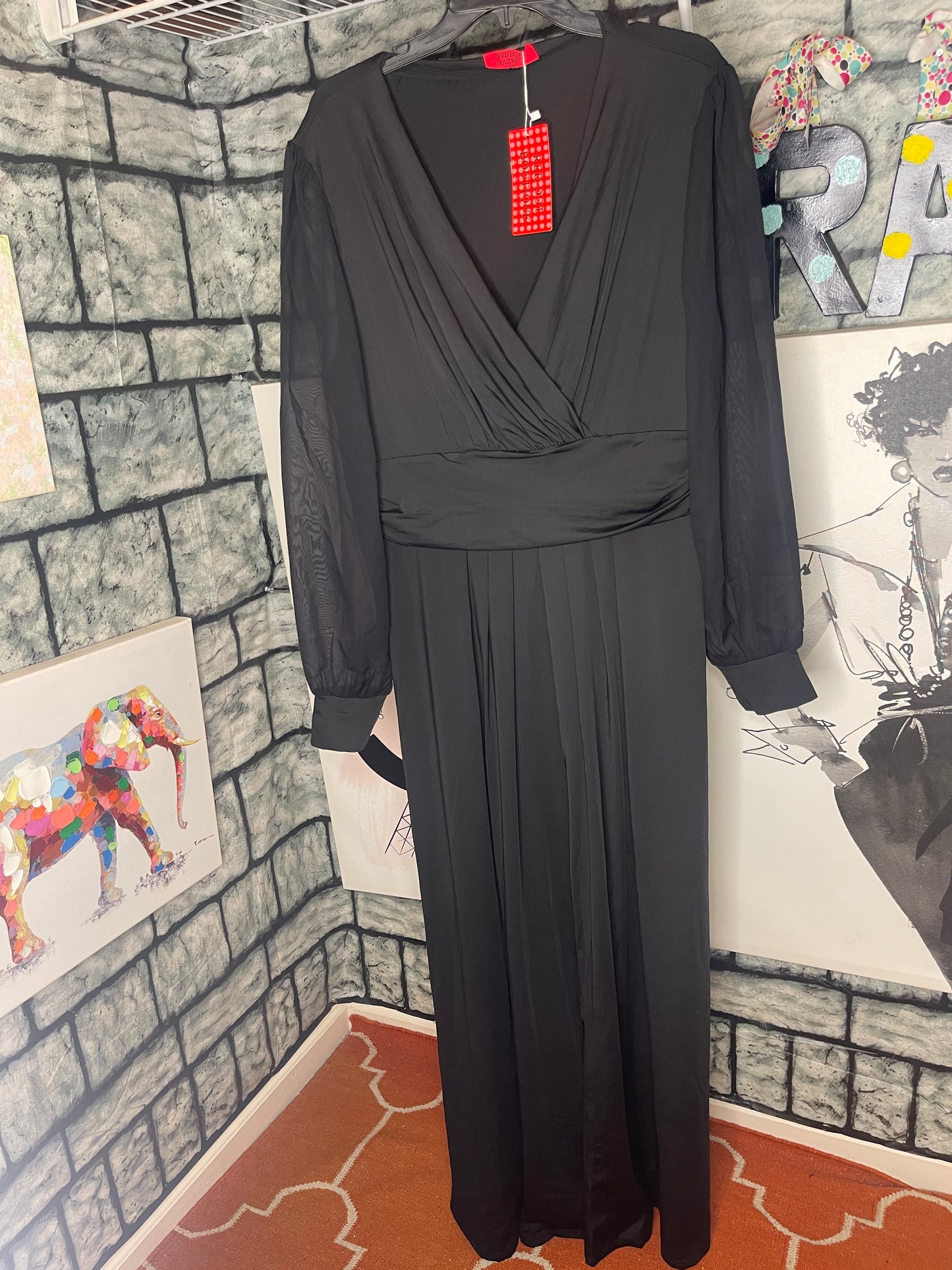 NEW Red Dot Boutique Black Jumpsuit Women sz 2XL