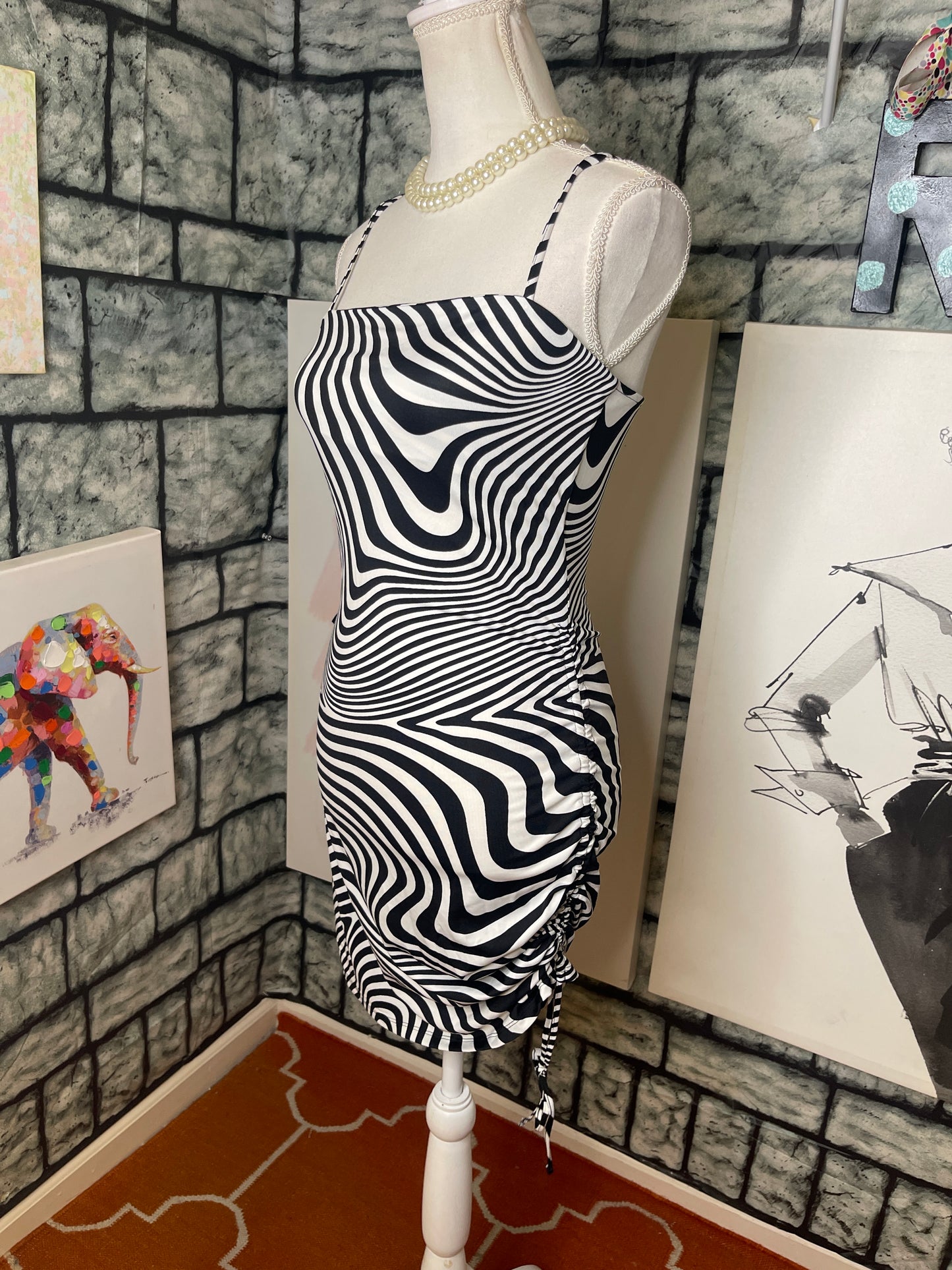 NEW H&M Black White Dress Women sz Medium