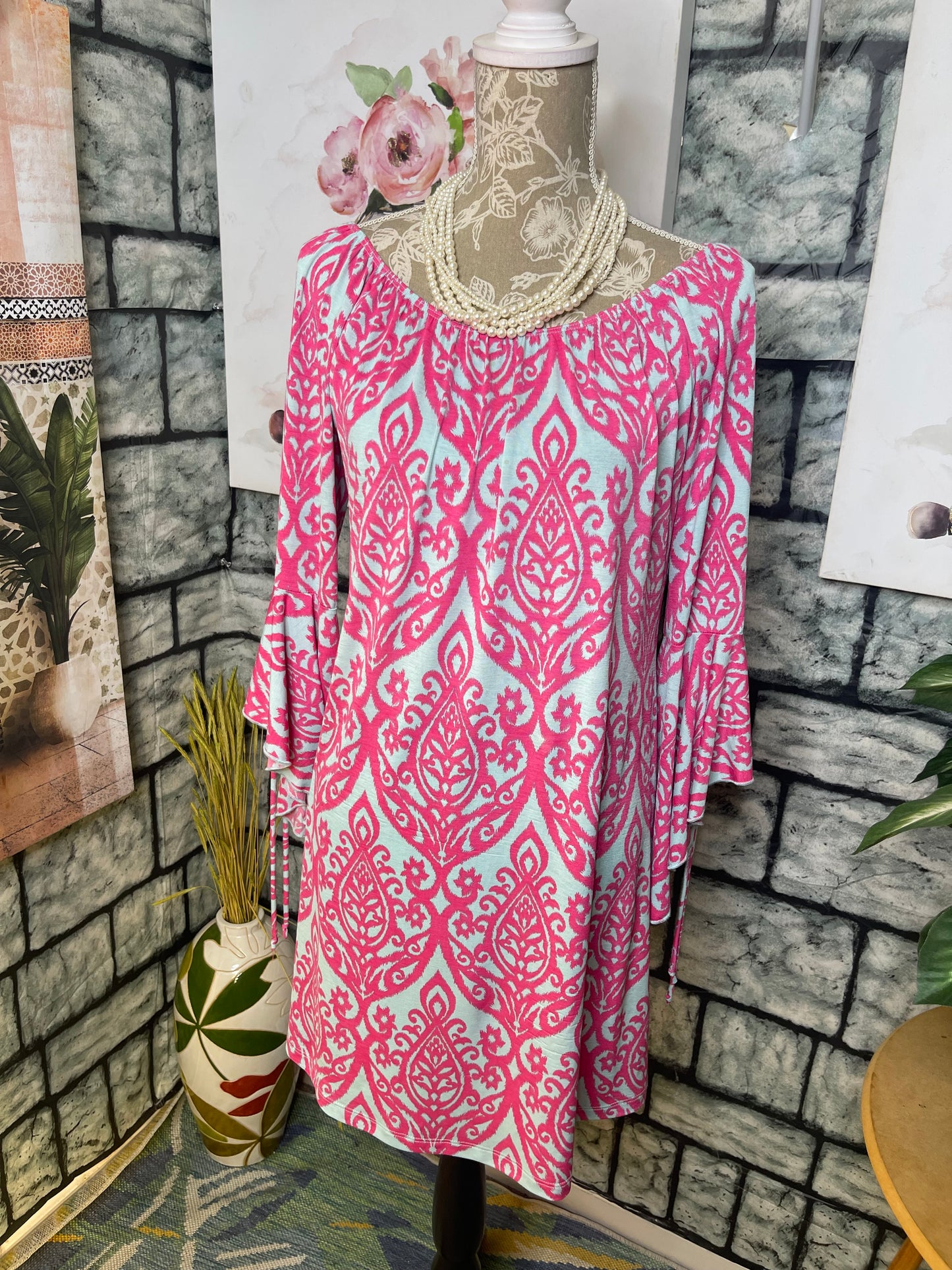 2B Together Pink Blue Dress Women sz Medium