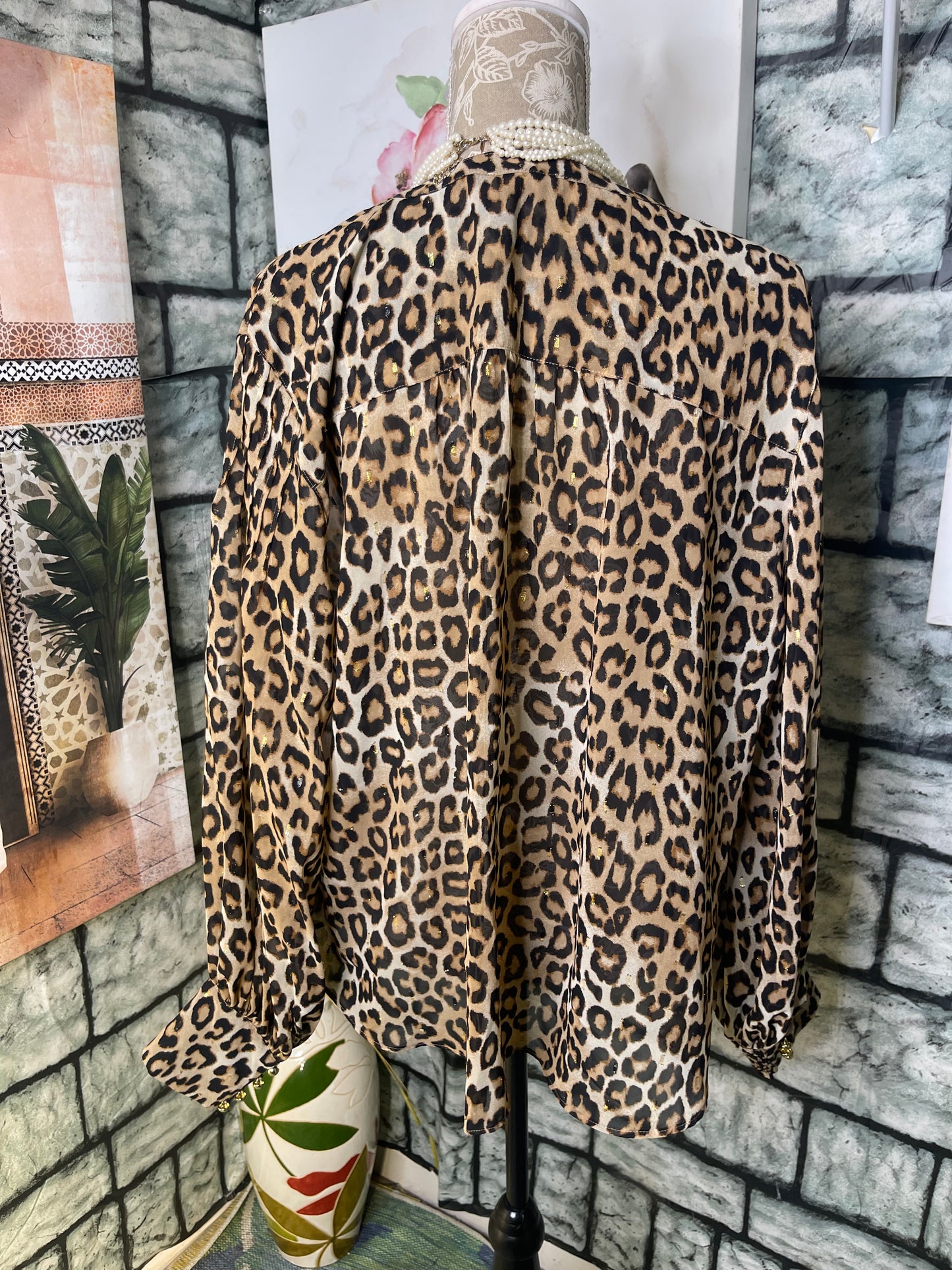 Chico's Brown Print Bloue Women sz 18
