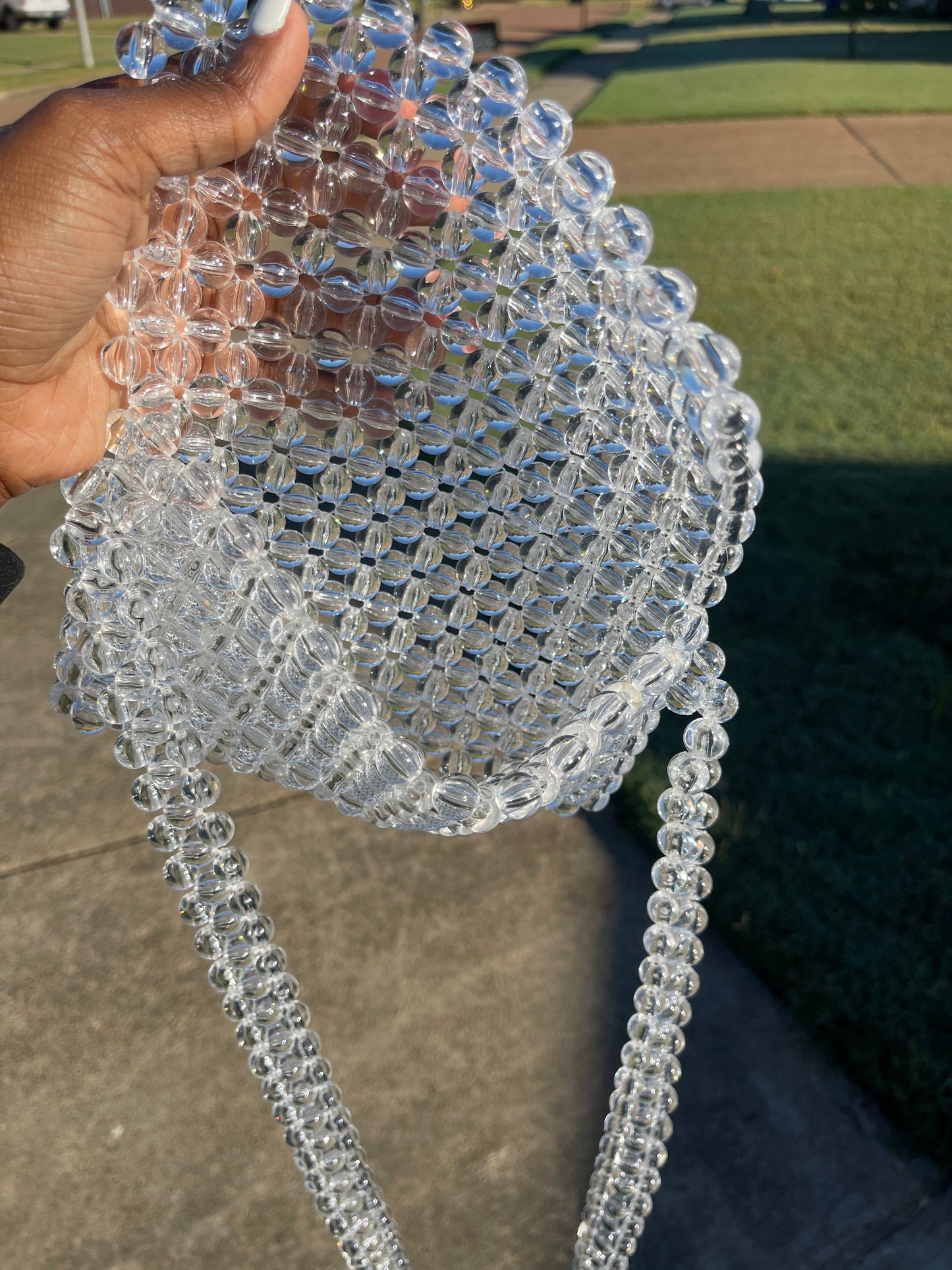 Clear Bead Crossbody Handbag