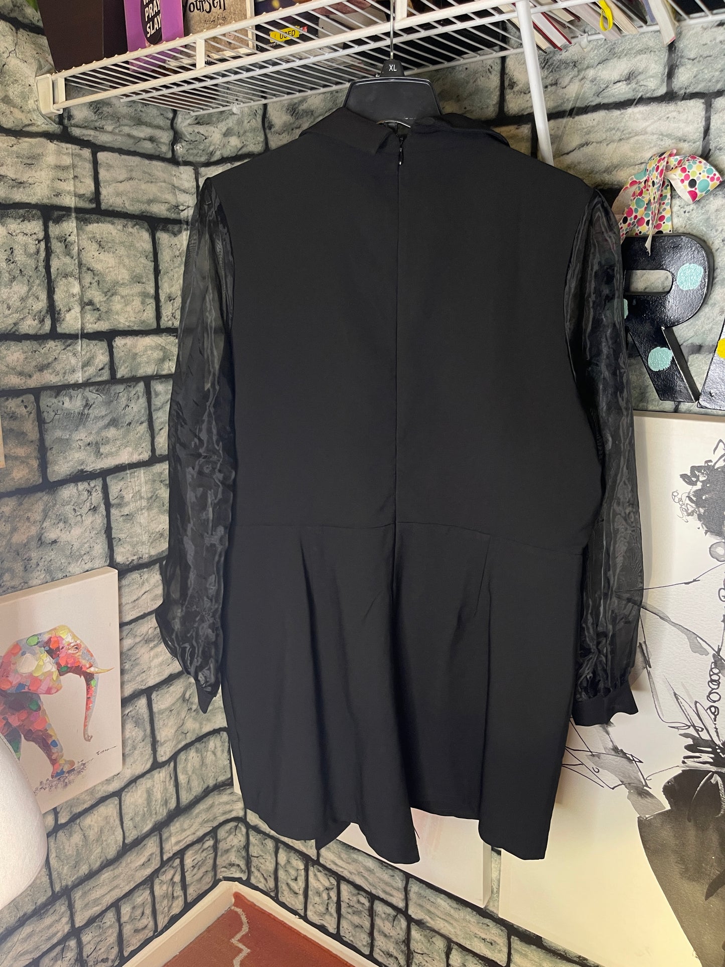 Qull Black Sheer Arm Dress Women sz 2XL