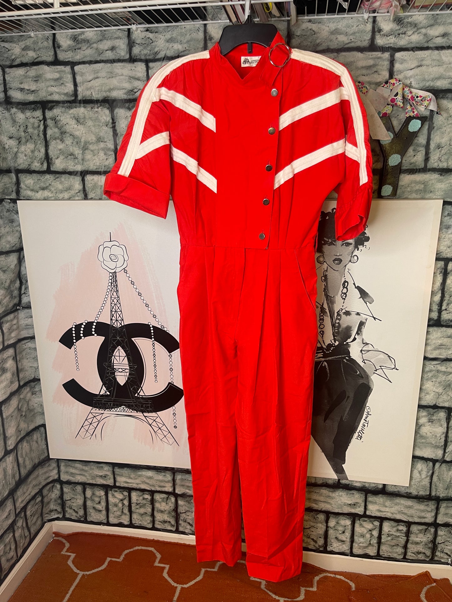Act I red jumpsuit women sz Small