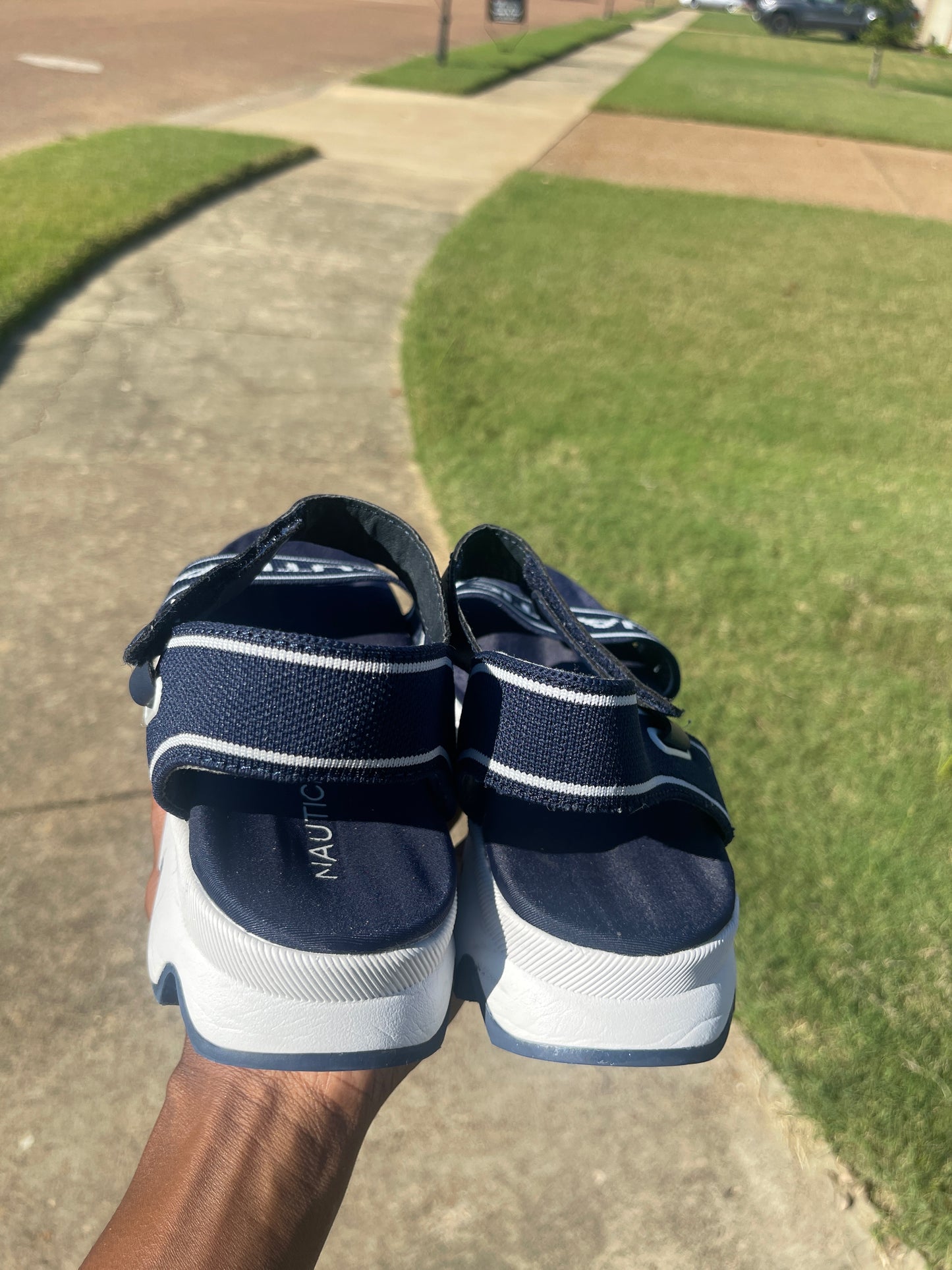 Nautica Blue White Sandals Women sz 10