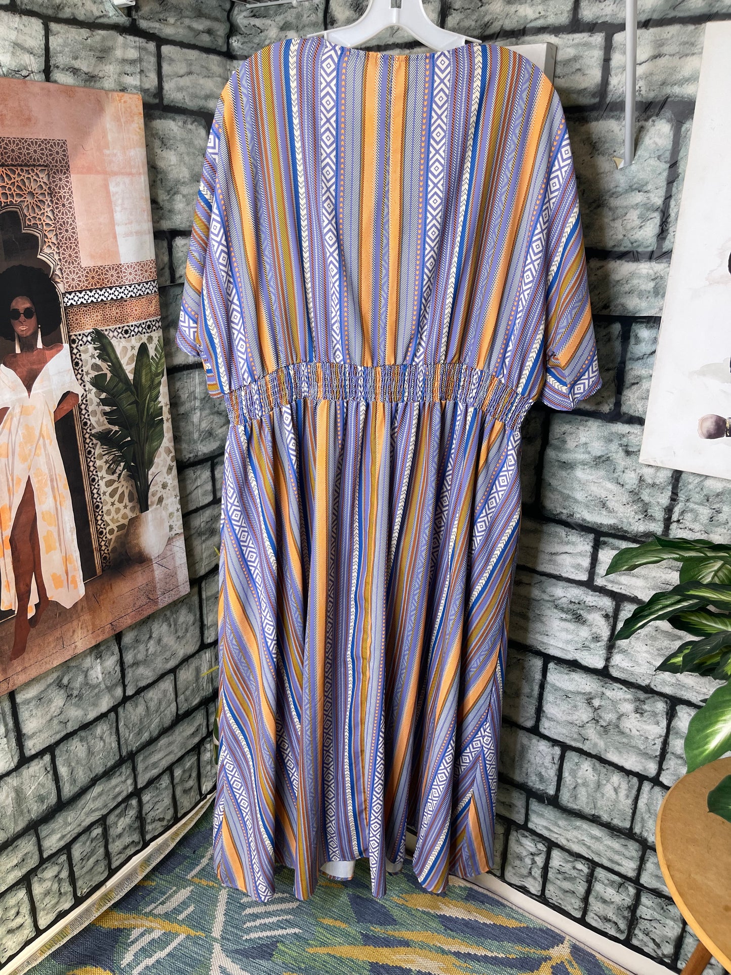 Bloomchic Blue Yellow Dress Women sz 22/24