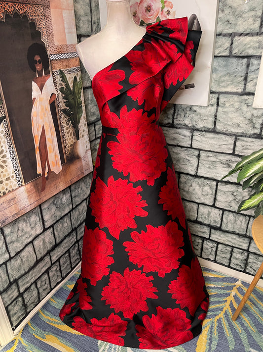 Adrianna Papell Red Black Formal Dress Women sz 10