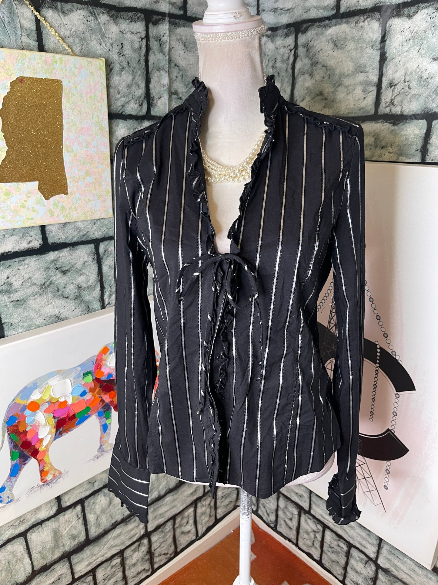 Cotton Express Black Grave Blouse Women sz XL (would say this best fit a Medium)
