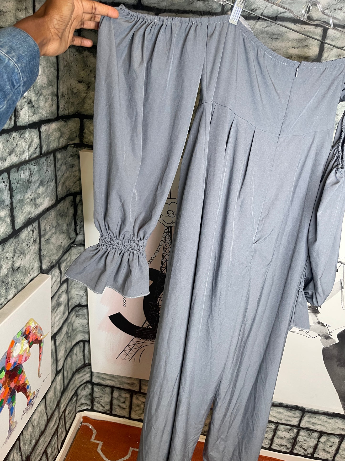 Pretty Little Thing Gray Jumpsuit Women sz 12