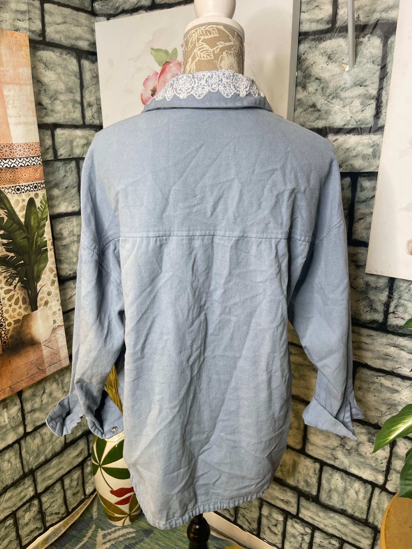 Masseys Blue Denim Top Women sz Small
