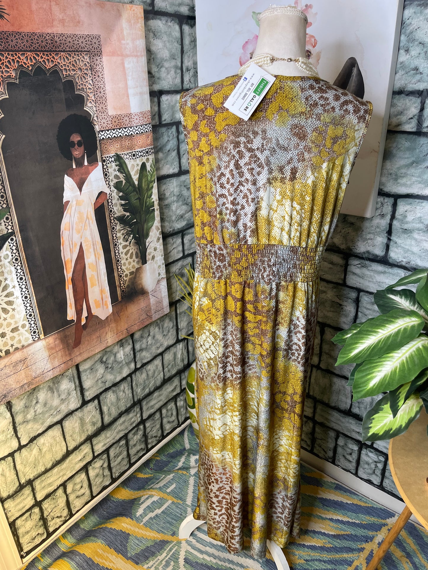 Mille Gabrielle Brown Print Dress Women sz 1XL