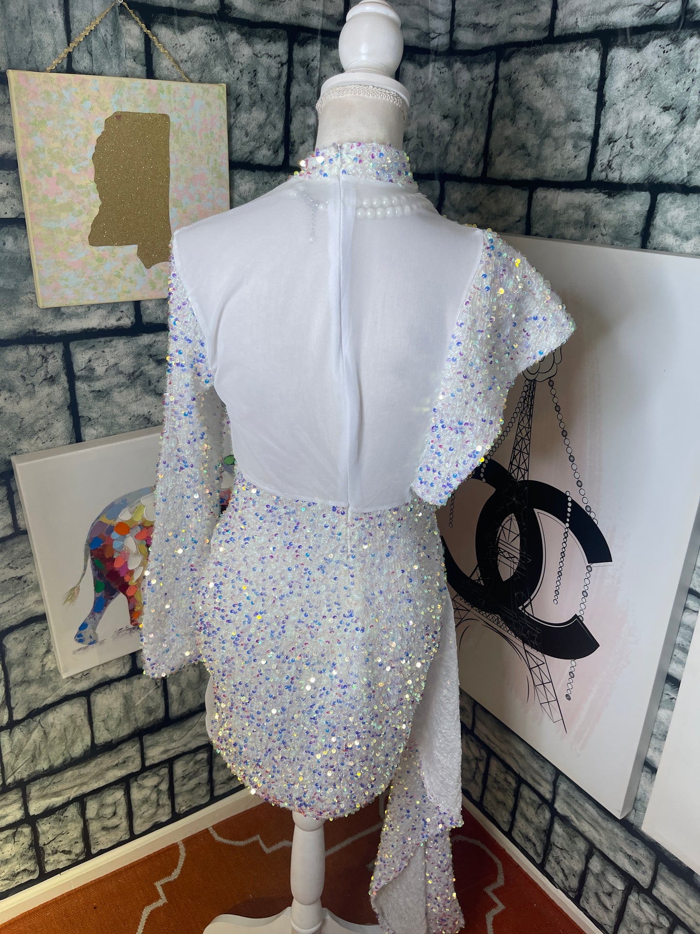 White Sequin Dress Women sz Large