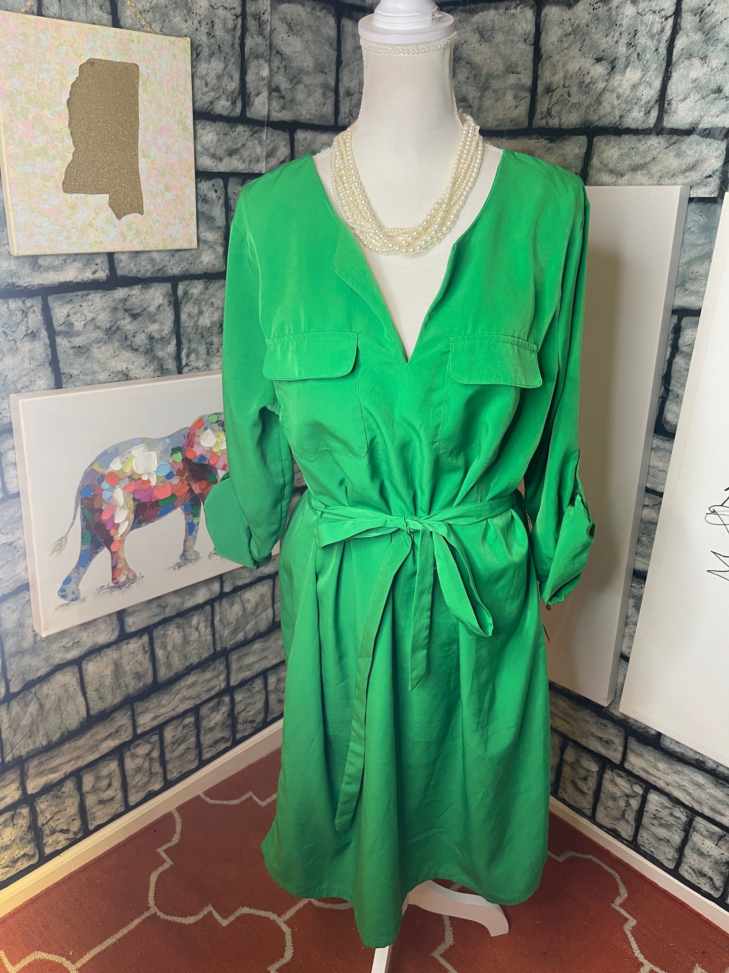 Old Navy Green Dress Women sz XL