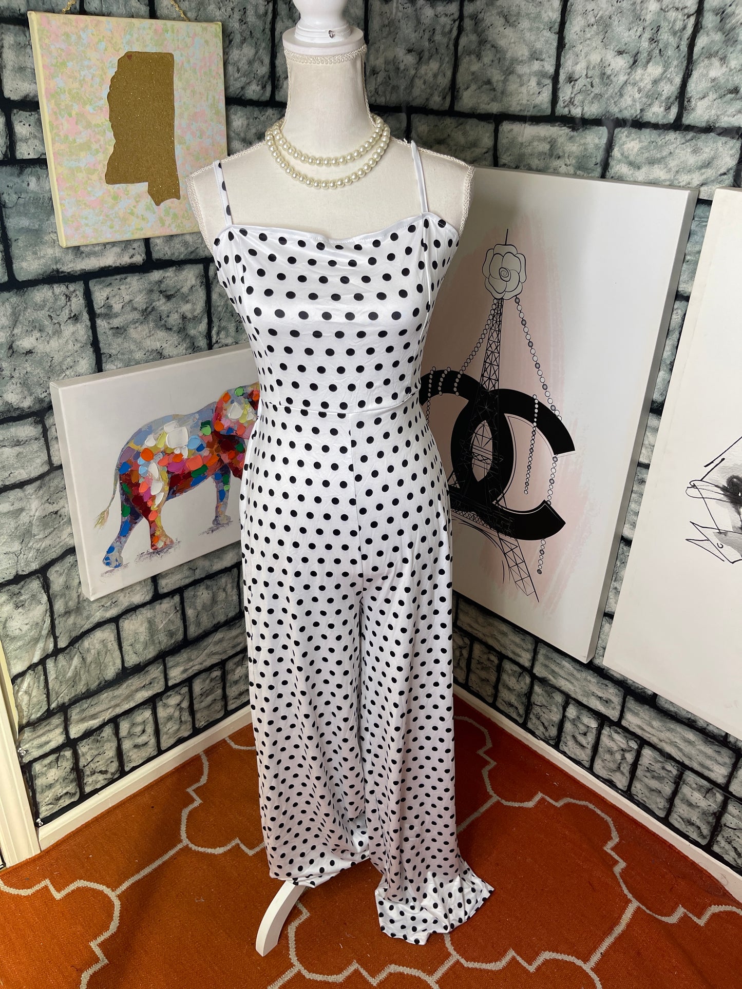 Black White Jumpsuit Women sz Medium