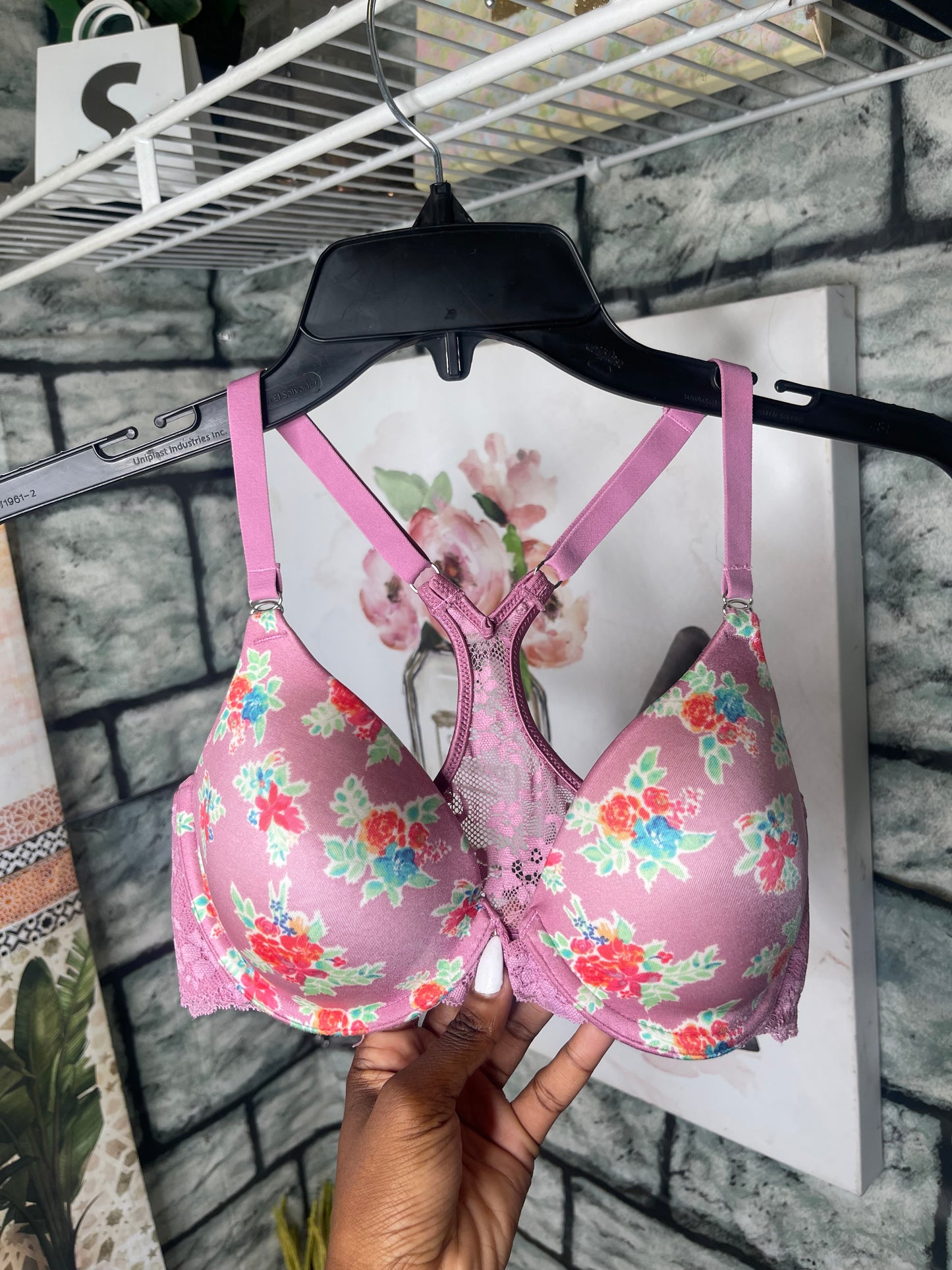 Maidenform Purple Floral Bra Women sz 34B