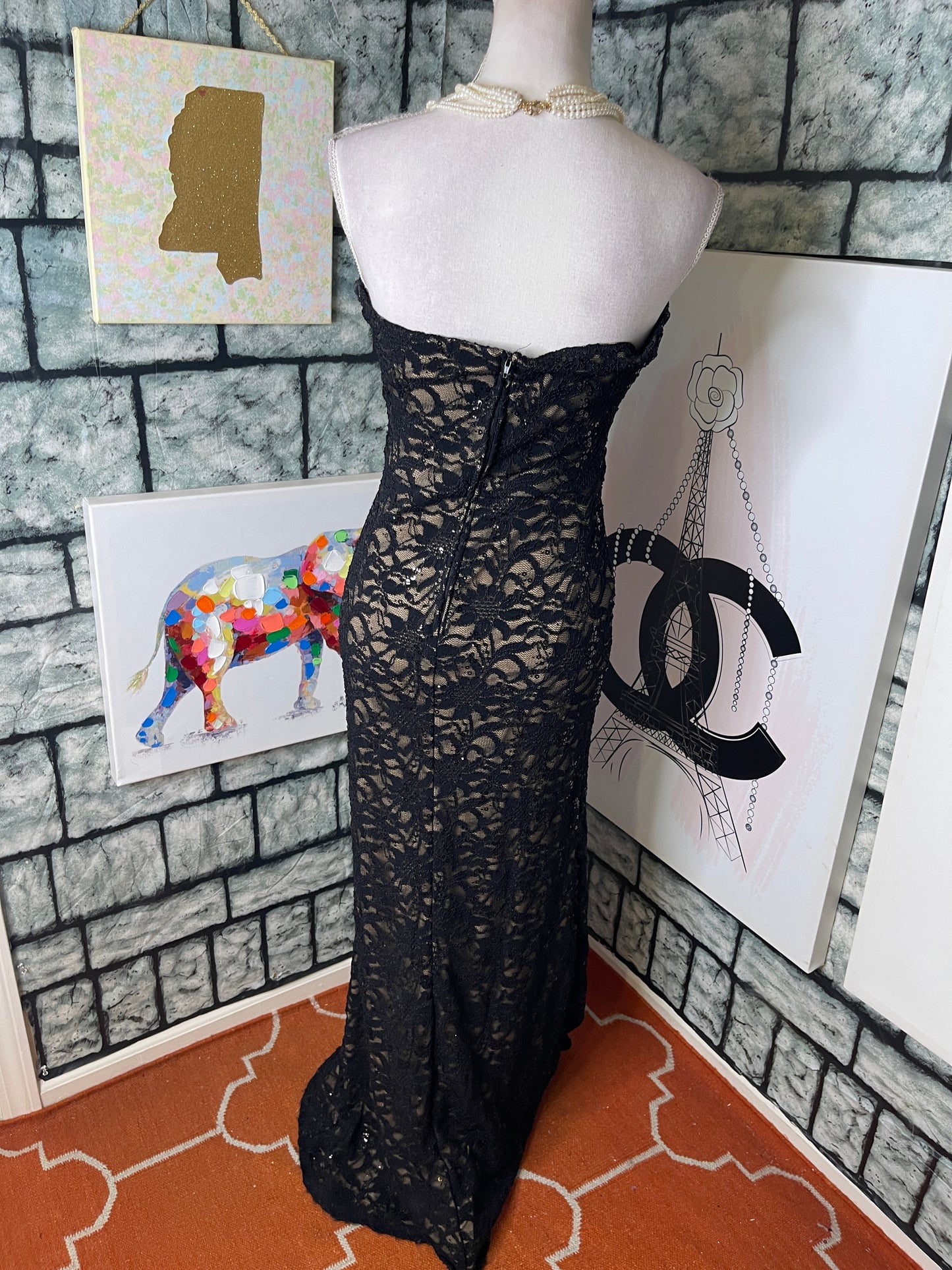 B. Darlin Black Tan Formal Dress Women sz 11/12