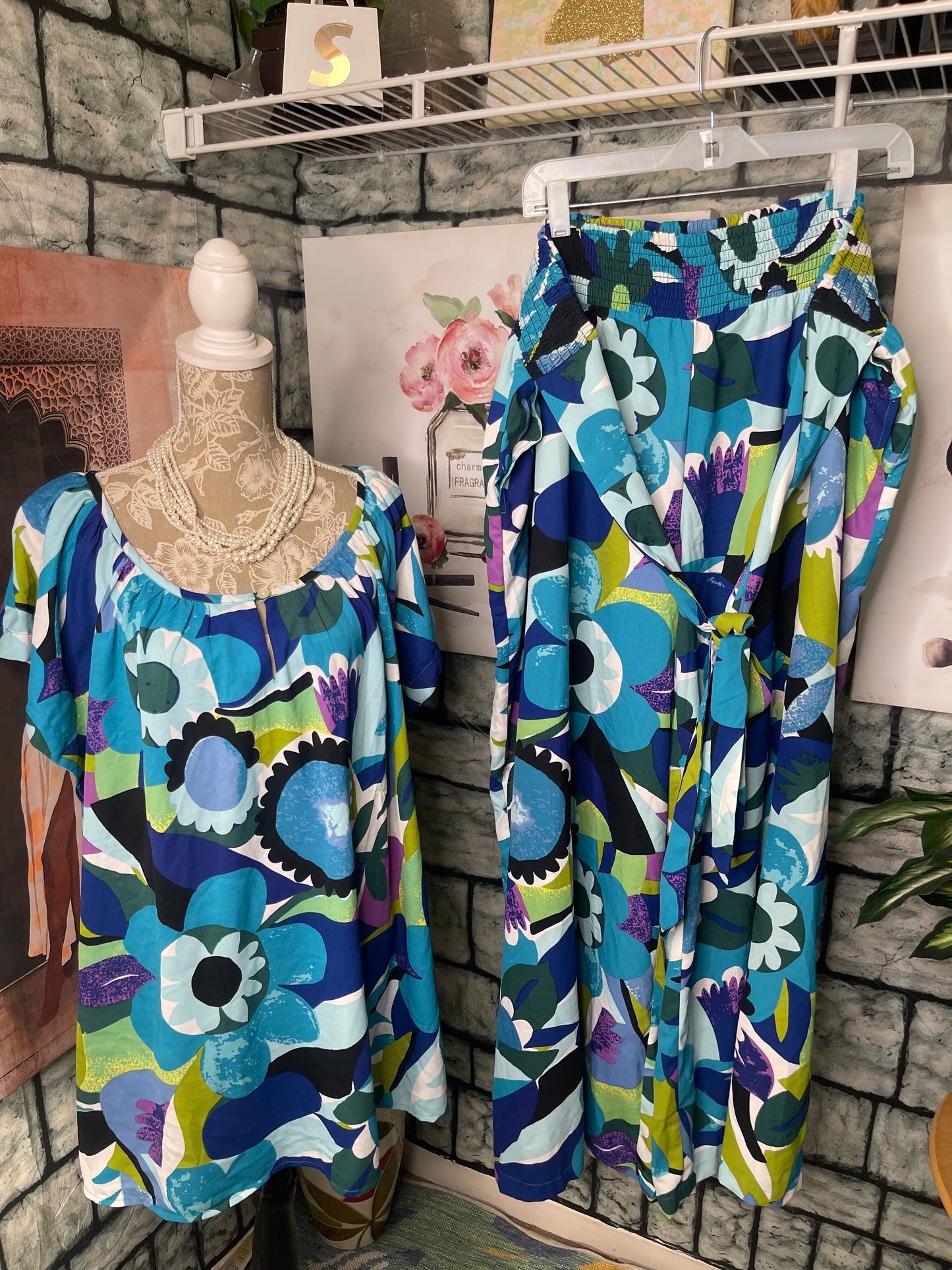 Ashley Stewart Blue 2 Piece Pants set Women sz 26/28