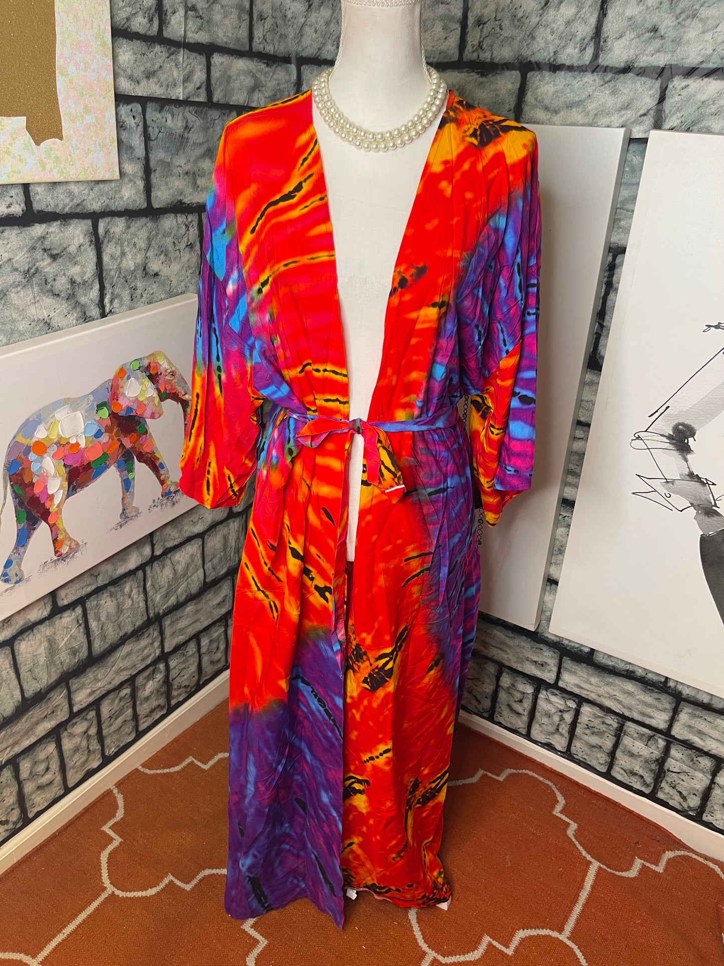 Colorful Duster / Cover Women sz One Size (would say fits up to Large)
