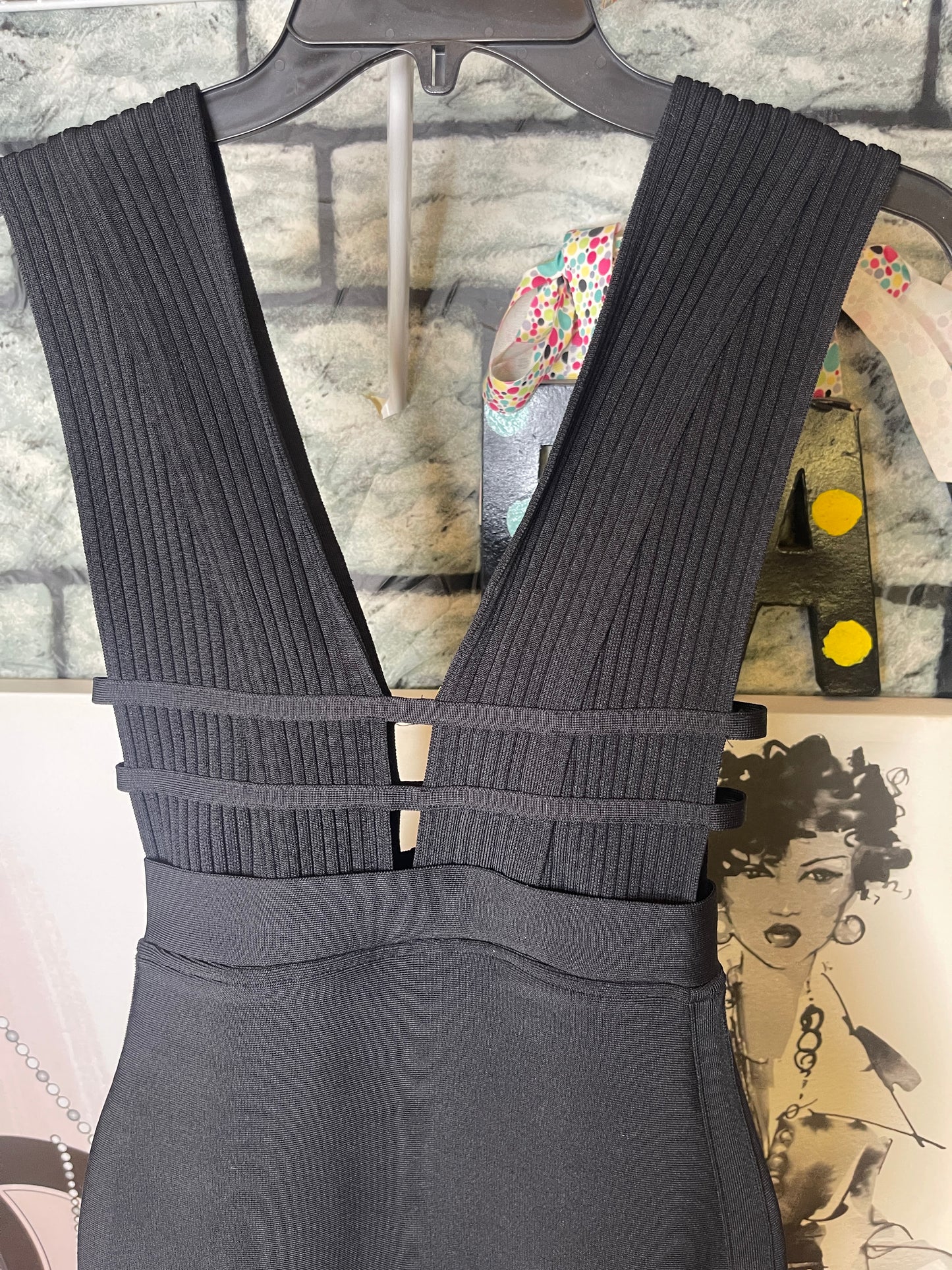 Black fitted dress women sz xs
