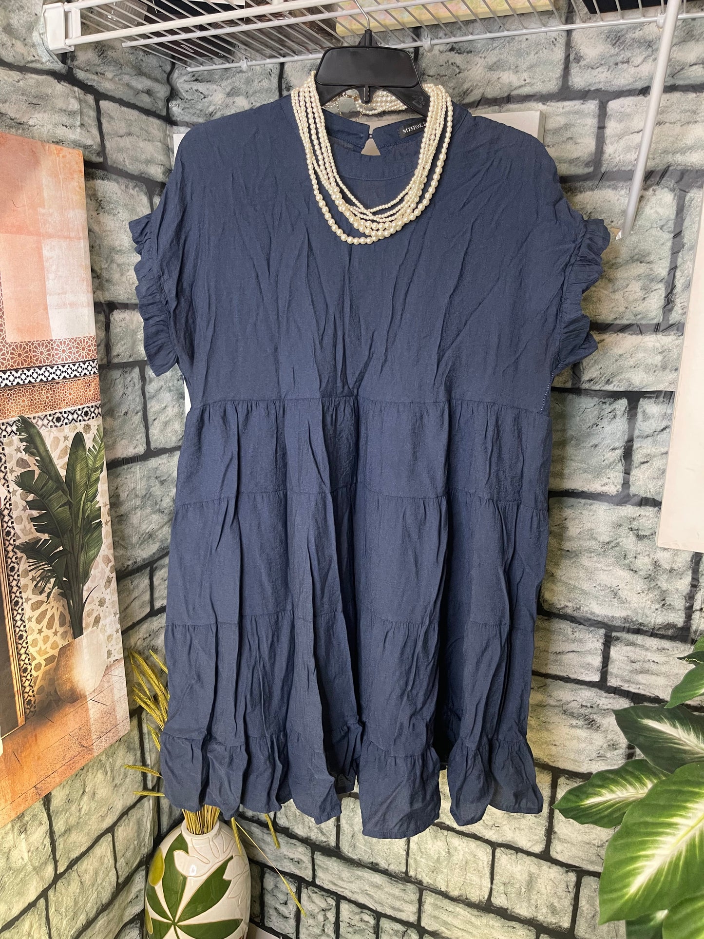 Miholl Blue Dress Women sz XL (BEST FITS A LARGE)