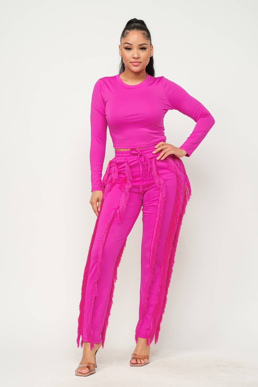 NEW PINK Fringes Pants Set : (S-M-L)