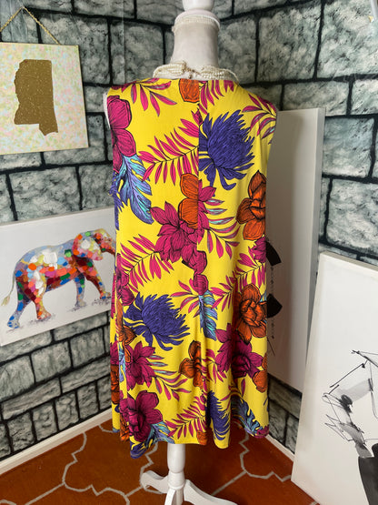 MSK Yellow Floral Dress Women sz Large