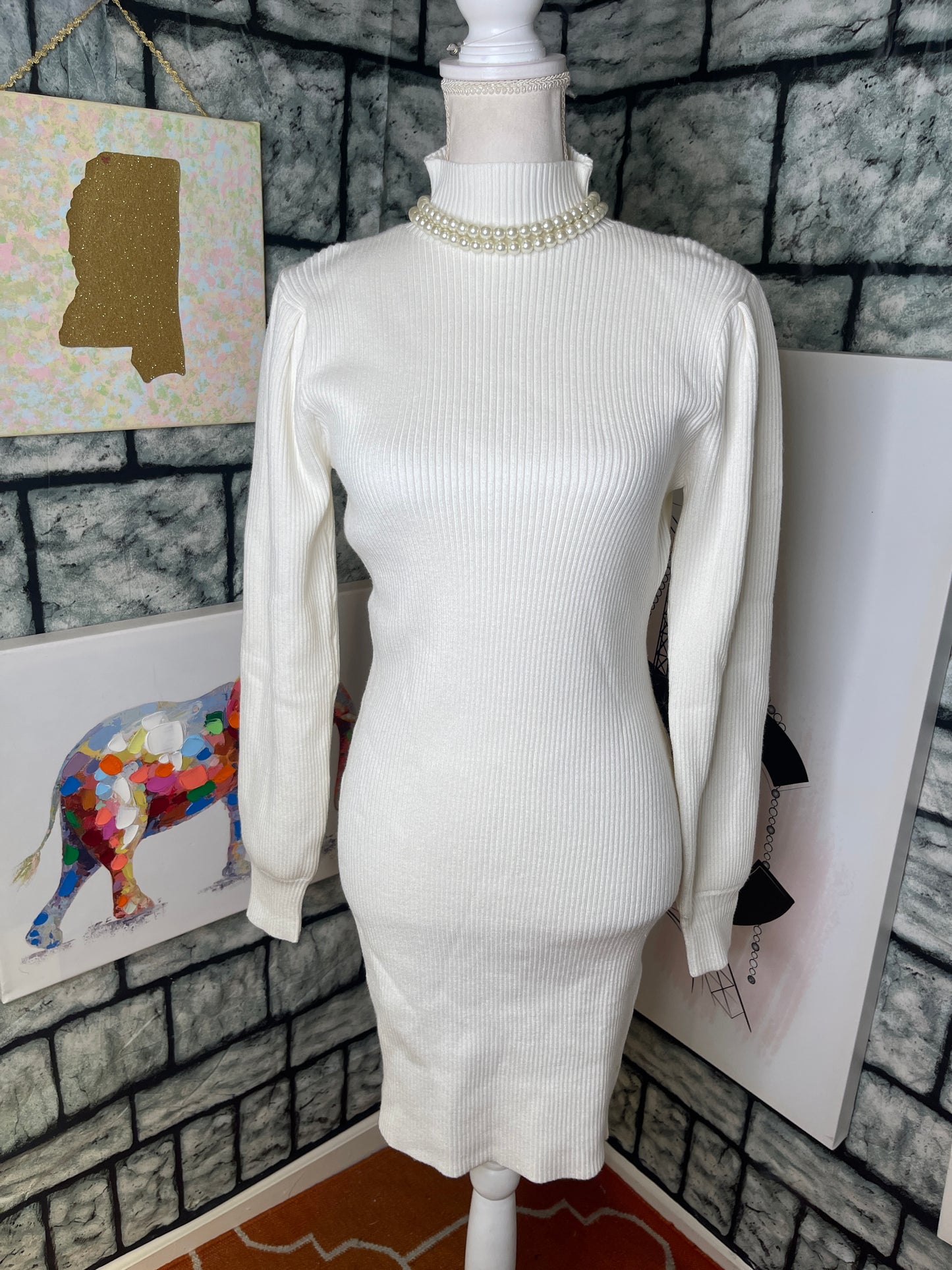 Off white sweater dress women sz medium