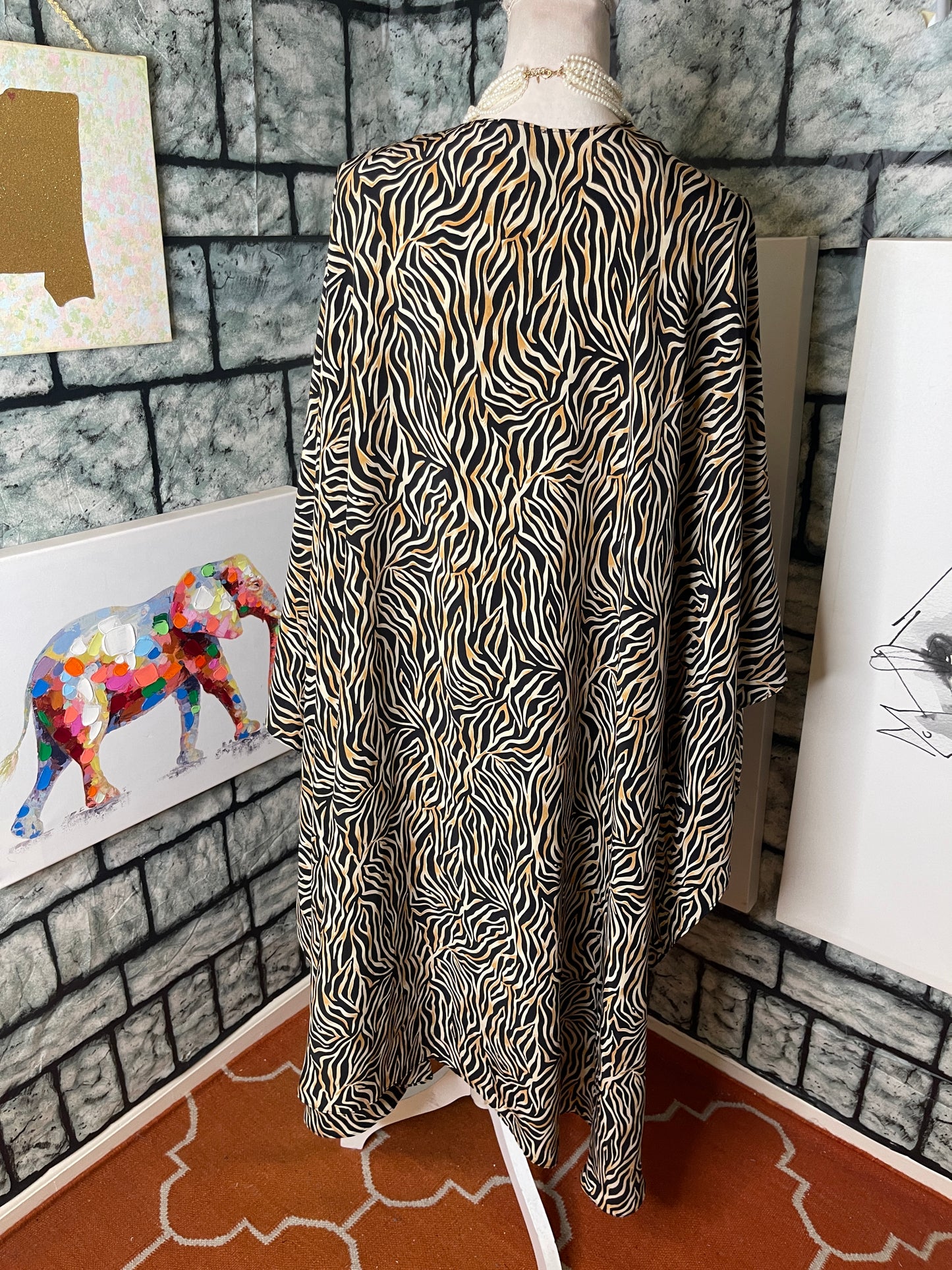 Maggie Barnes Brown Black Print Cover / Duster Women sz One size