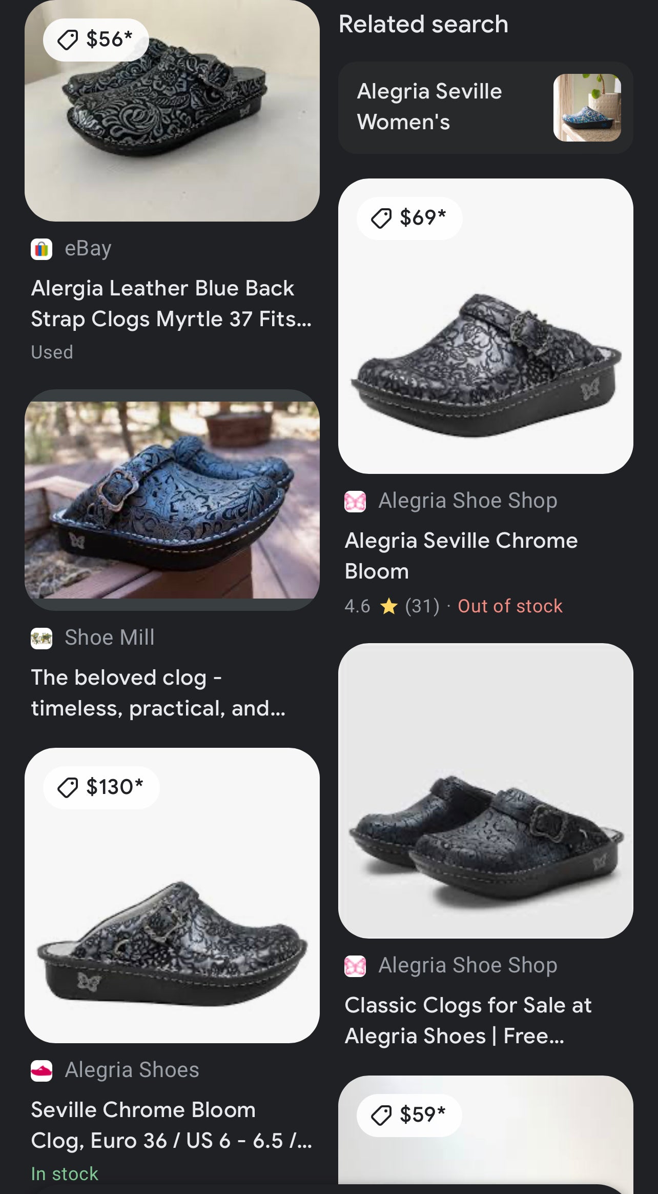 NEW Alegria Black Gray Mules Women sz 37 = sz 7/7.5