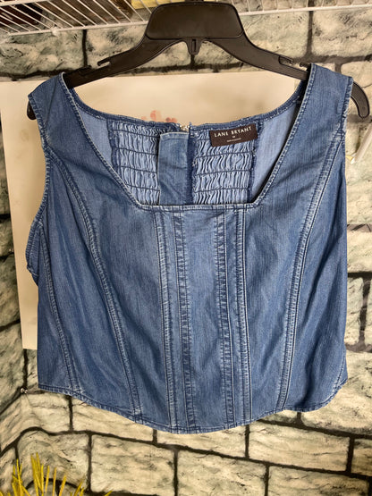 Lane Bryant Blue Denim Crop Blouse Women sz 18