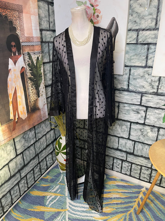 NEW Asos Black Polka Dot Duster Cover Women sz XS (CAN FIT A SMALL, missing wrap)