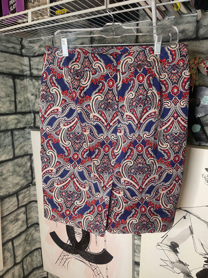 Ann Taylor Blue Red Skirt Women sz 8