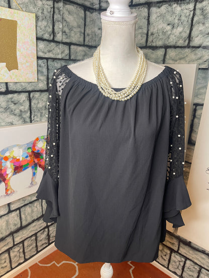 Coco Blanco Black Pearl Blouse Women sz XL