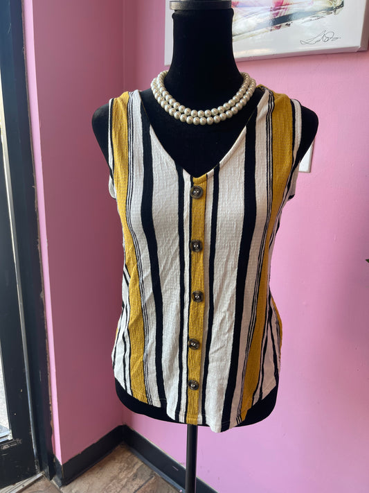 E&M Black Yellow Blouse Women sz Small